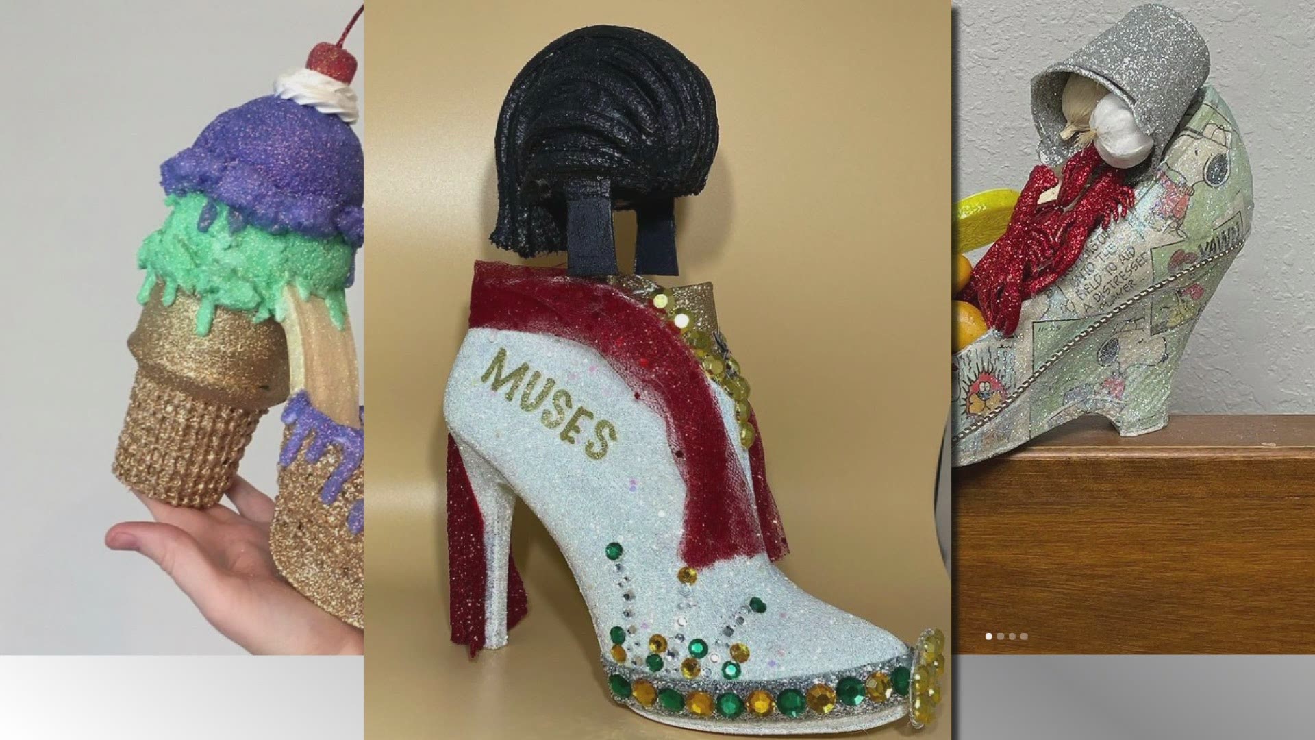 The Krewe of Muses will be going around the city to hand out some of its signature shoes on Thursday, even though they can't parade.