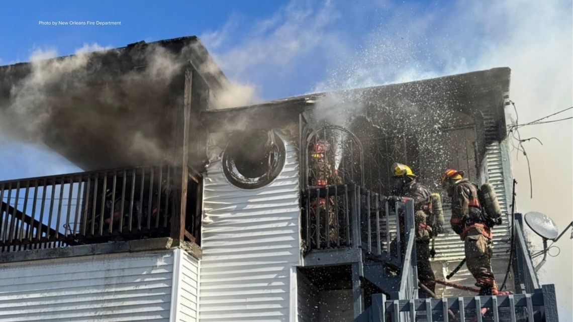 Man leaps from second floor to escape raging New Orleans fire