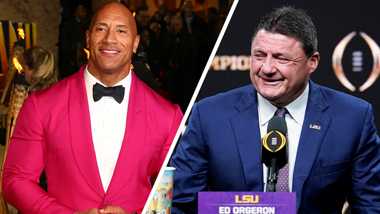 Orgeron tells the story of getting The Rock for LSU's epic video