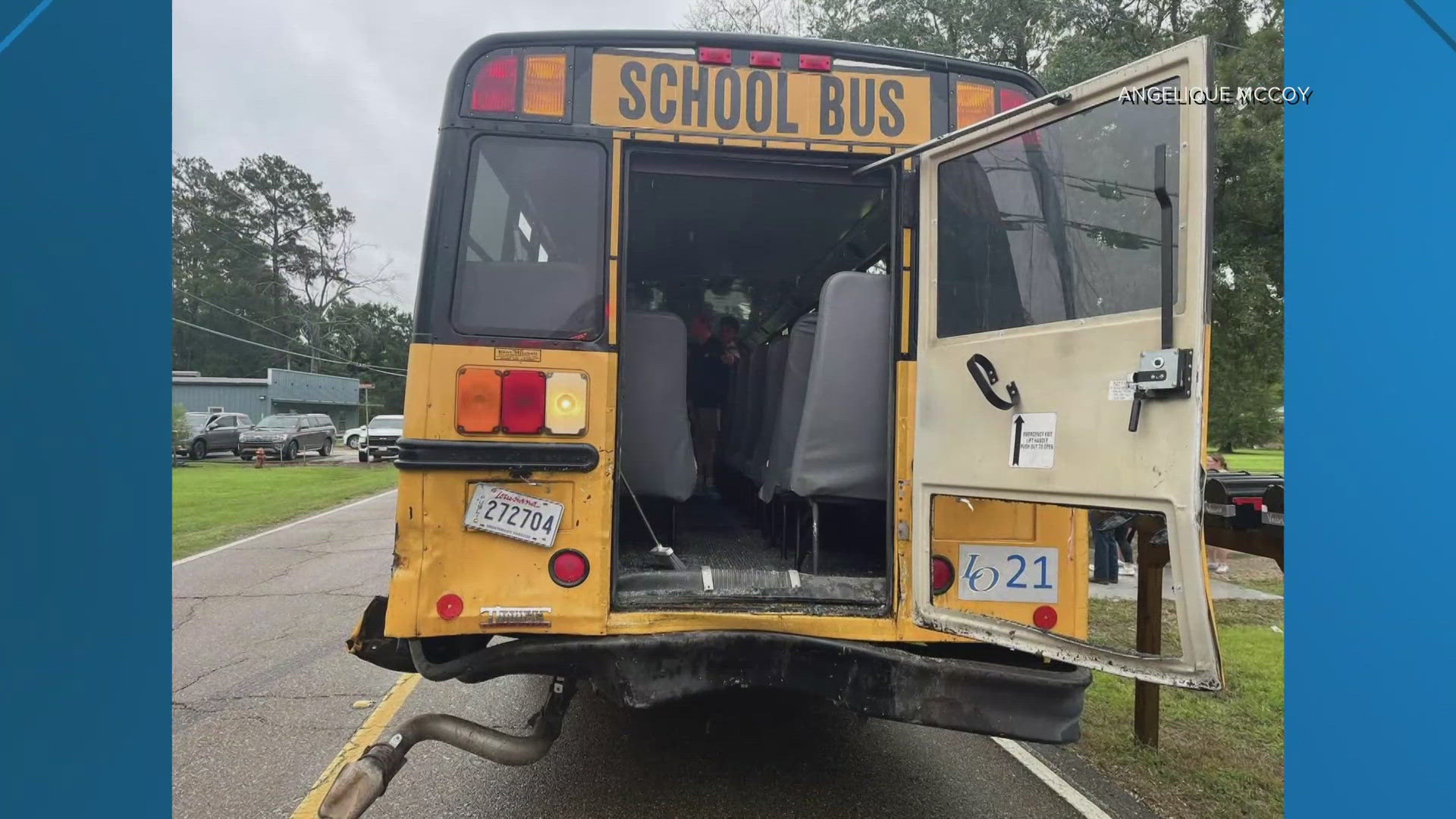 School officials said nine children were brought to nearby hospitals for treatment and observation. The crash happened on Cane Market Road near Napoleon Drive.