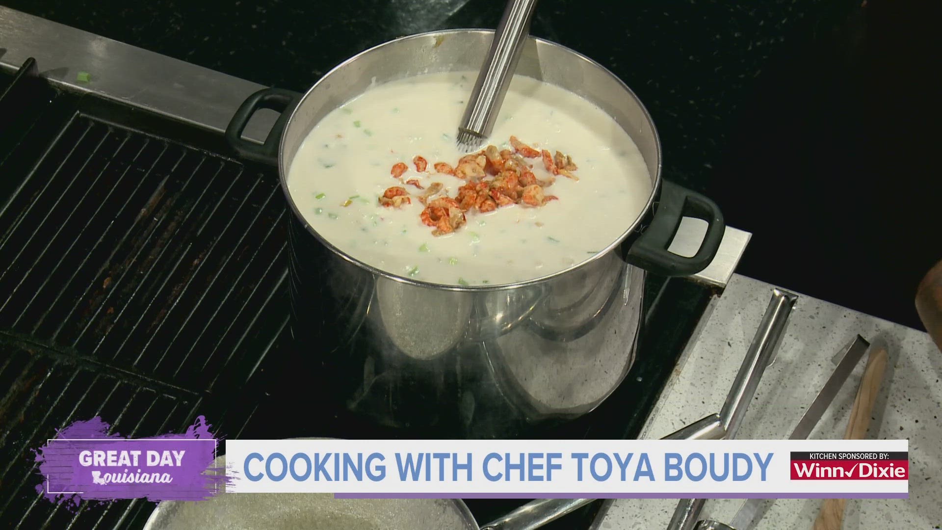 Chef Toya Boudy shows us how she makes her crab and crawfish bisque.