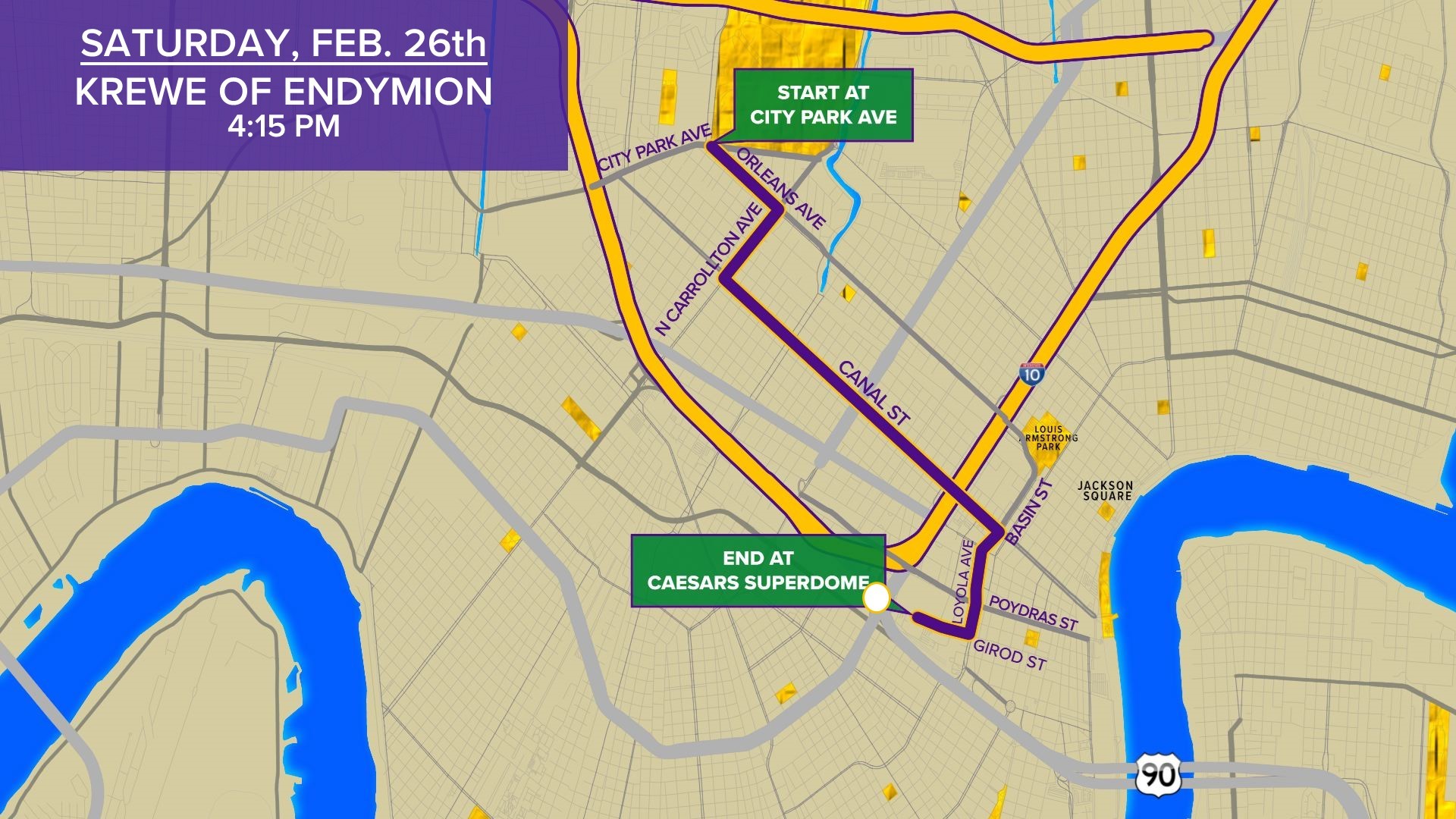 Krewe of Endymion 2022 parade route and start time