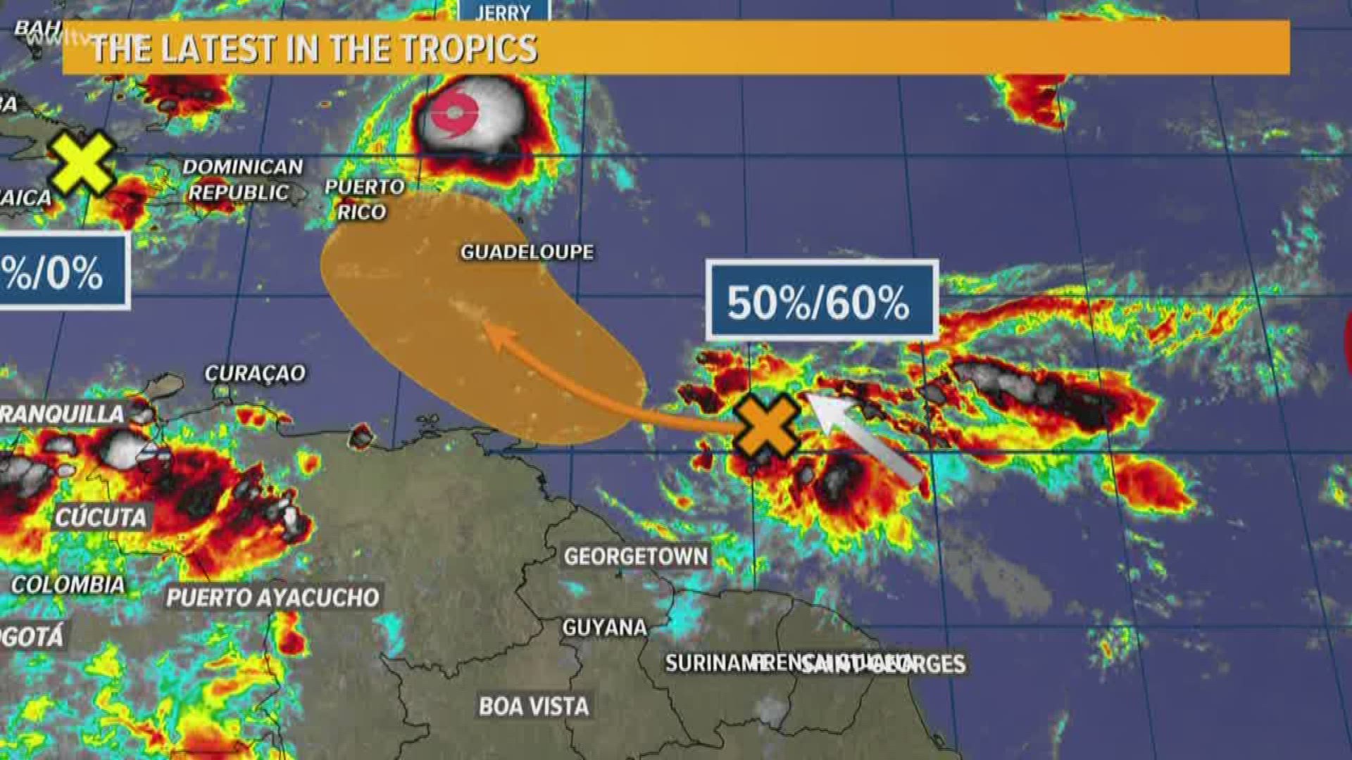 The tropical wave in the Caribbean isn't expected to develop, but we're watching two other waves in the Atlantic.