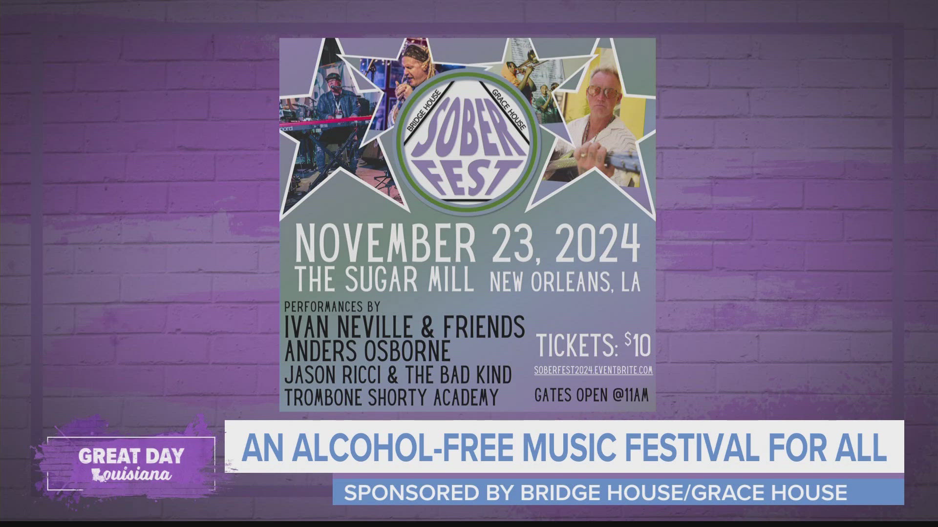 We get all the details on the annual Sober Fest, alcohol-free music festival from Bridge House/Grace House.