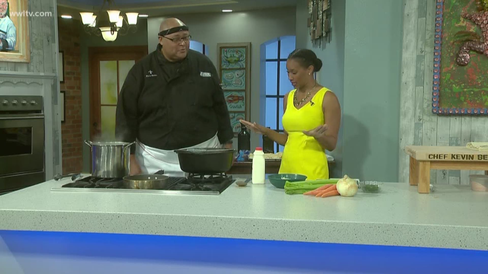 Chef Kevin Belton is cooking up his recipe of Bolognese sauce. 