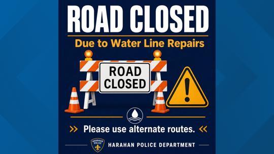 Harahan road closures in effect due to emergency water line repairs ...