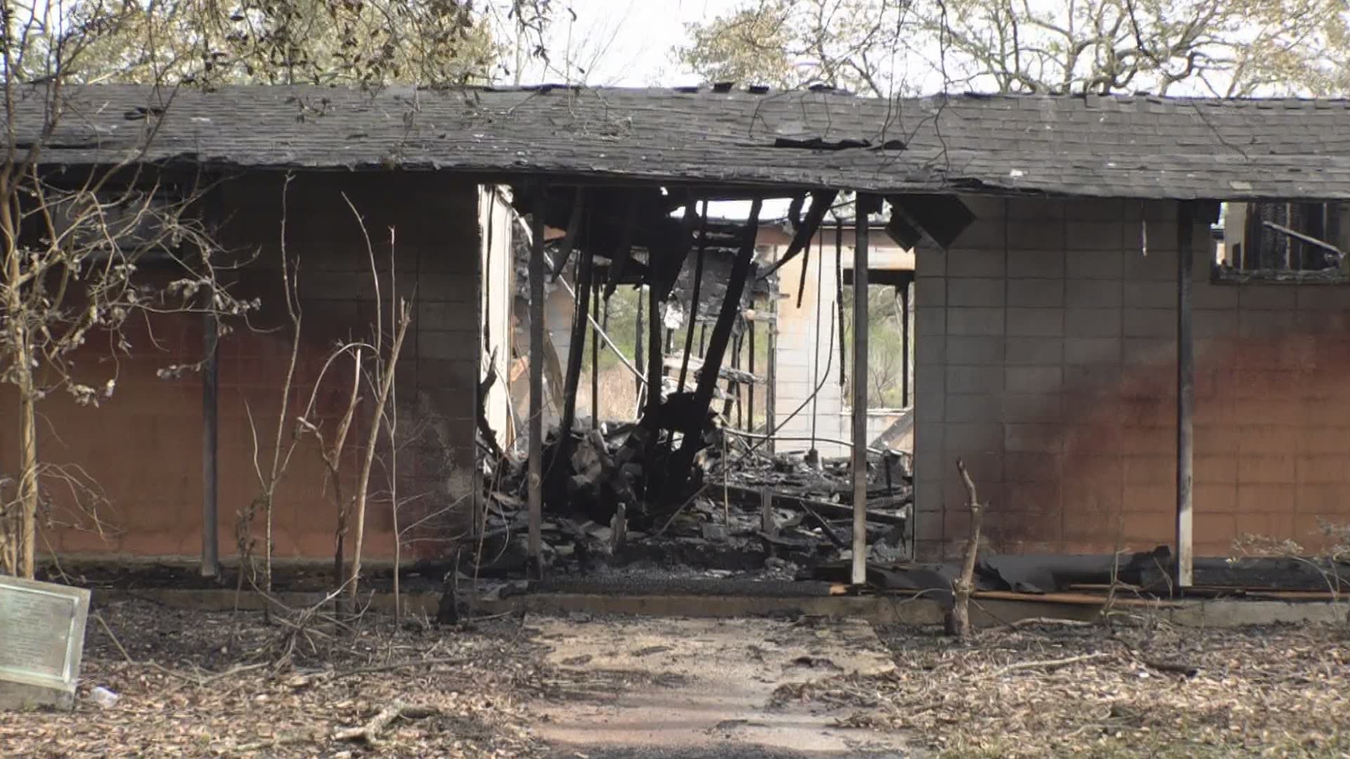 The abandoned Brechtel golf course clubhouse went up in flames Wednesday night. The property had been blighted for years.