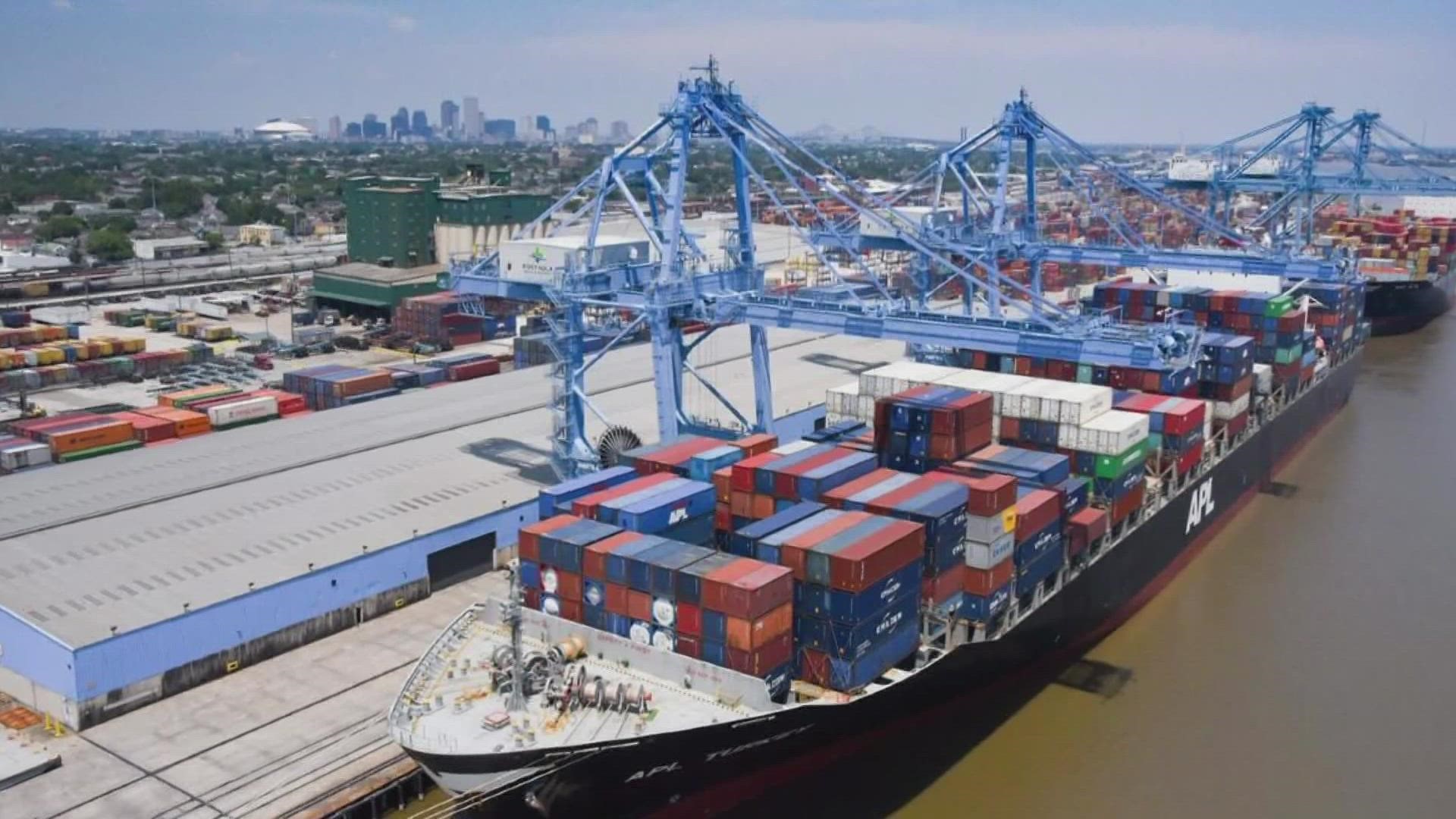 Container ships are backed up because they are unable to port in some states but the port of New Orleans is on a steady path to receive deliveries.