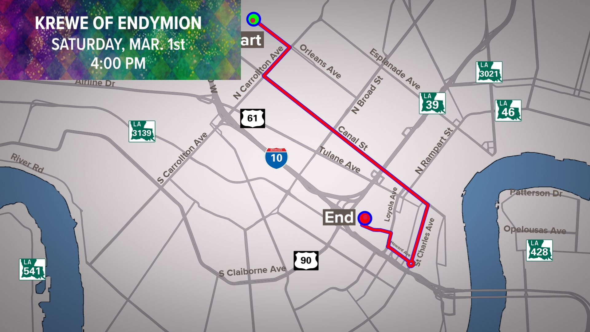 Krewe of Endymion parade route and time 2025 | wwltv.com