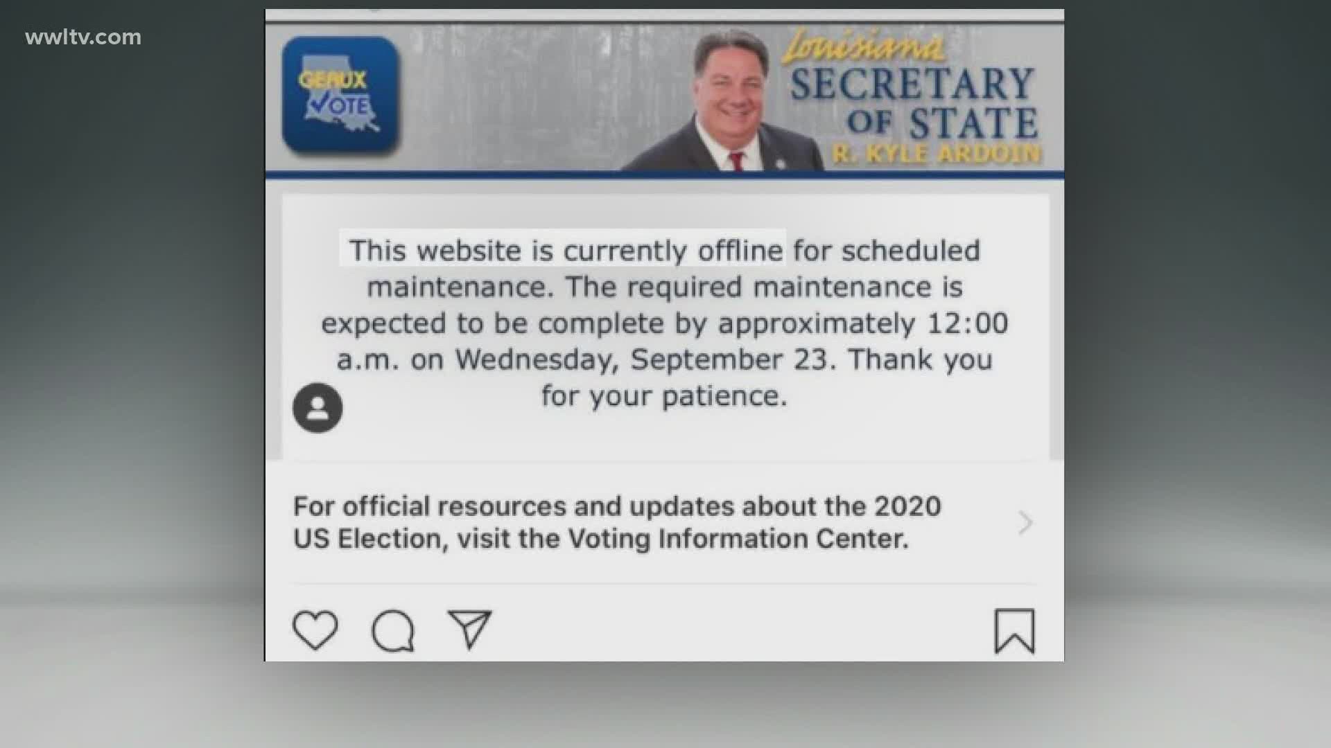 Secretary of State apologizes for voter registration downtime after uproar from leaders around the state.