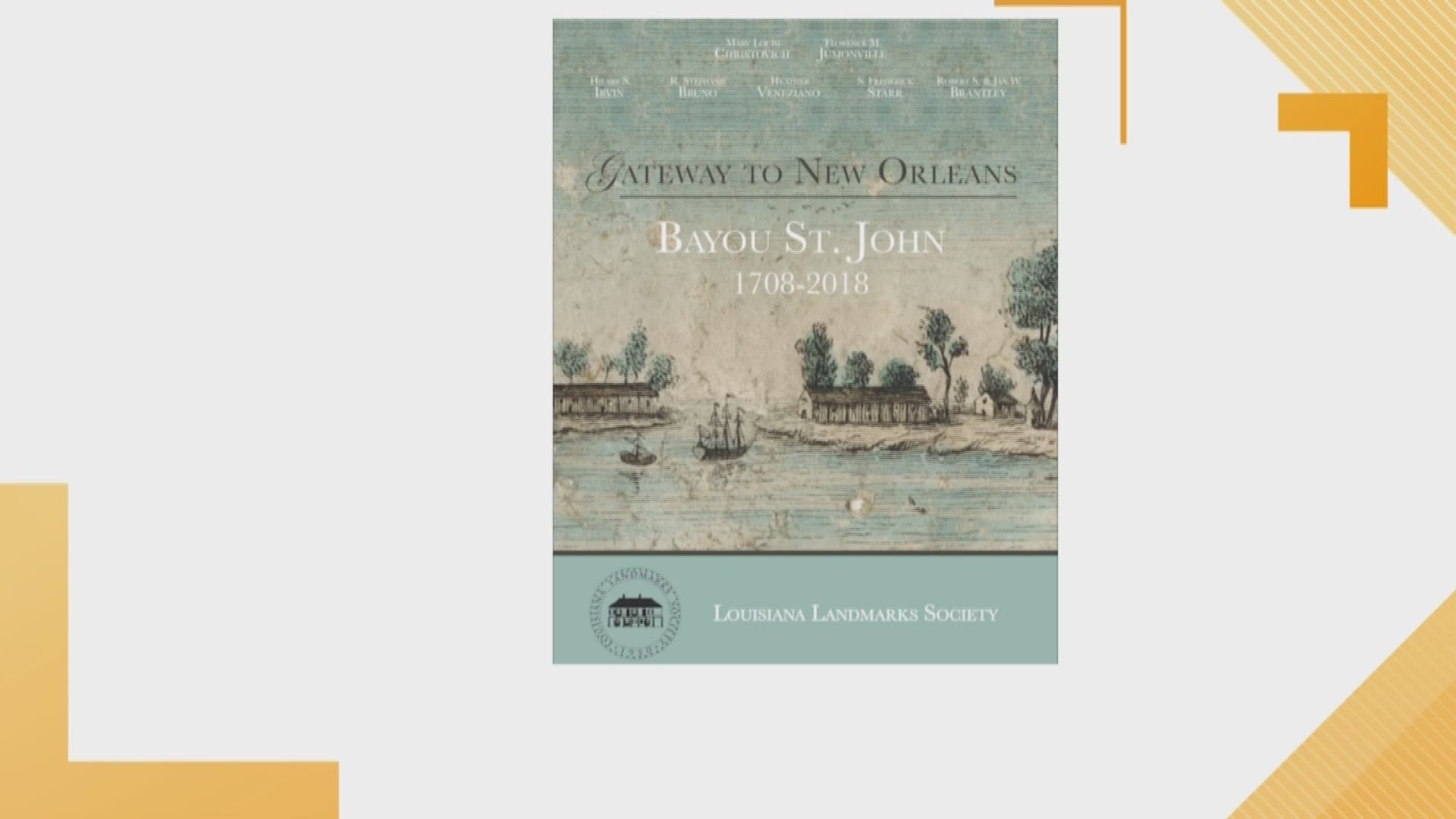 Member of the Louisiana Landmark Society, Hilary Irvin, is explaining the history behind the book.