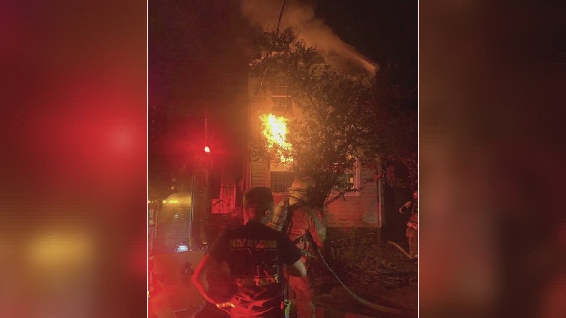 Firefighters said the fire came from the first and second-floor windows in the left side and rear of a two-story home, in a release.