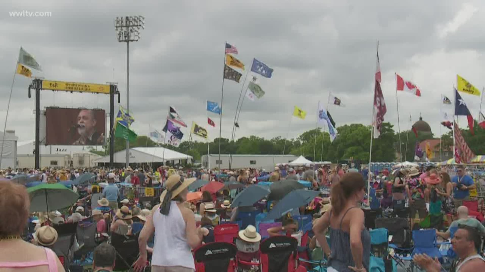 "Bringing a flag to the fest is the most important thing in Jazz Fest, so your whole group can find you," one woman said.