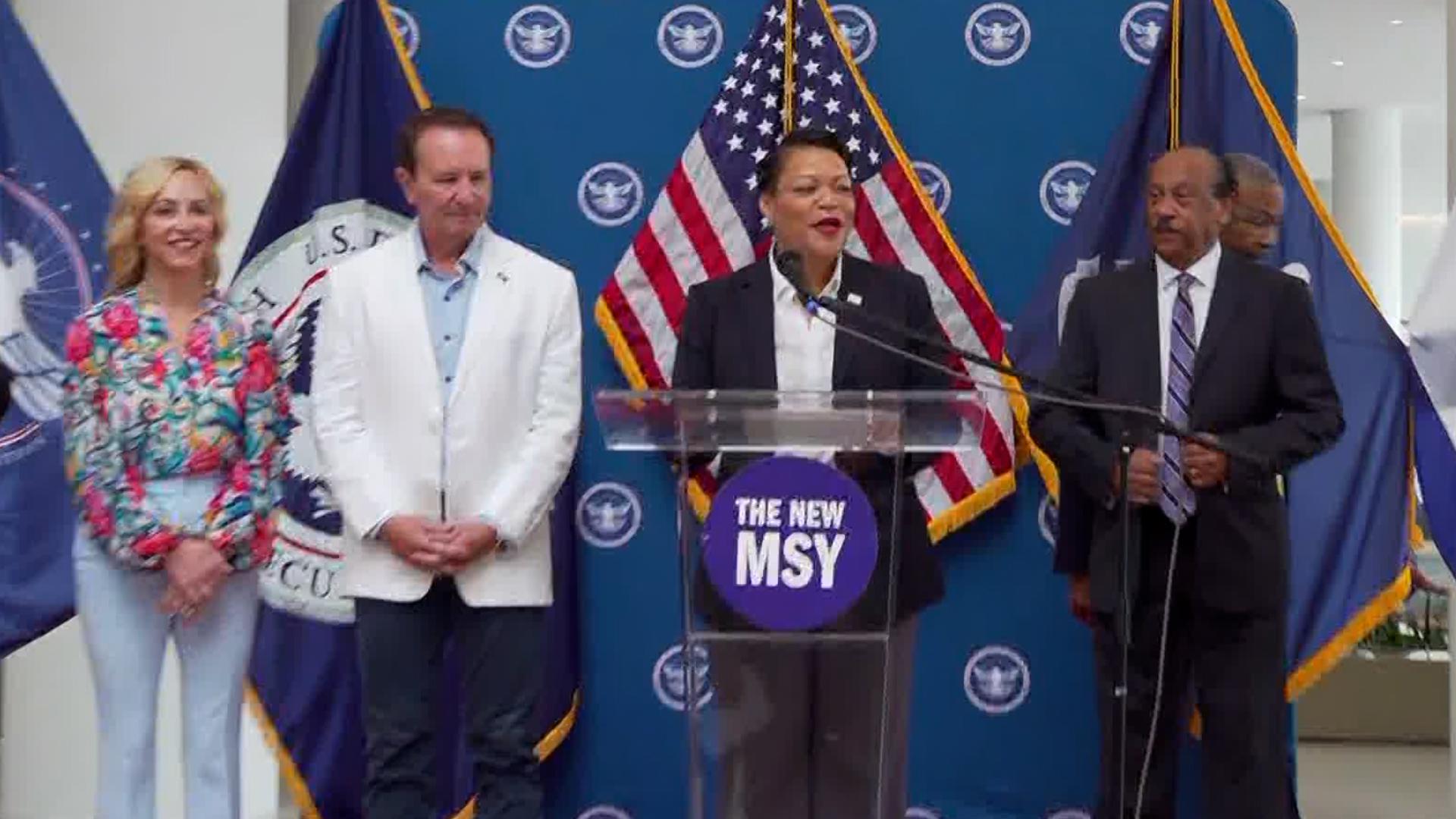 Louisiana Governor Jeff Landry and New Orleans Mayor LaToya Cantrell announce that digital IDs on the LA Wallet app will now be accepted at the MSY Airport.