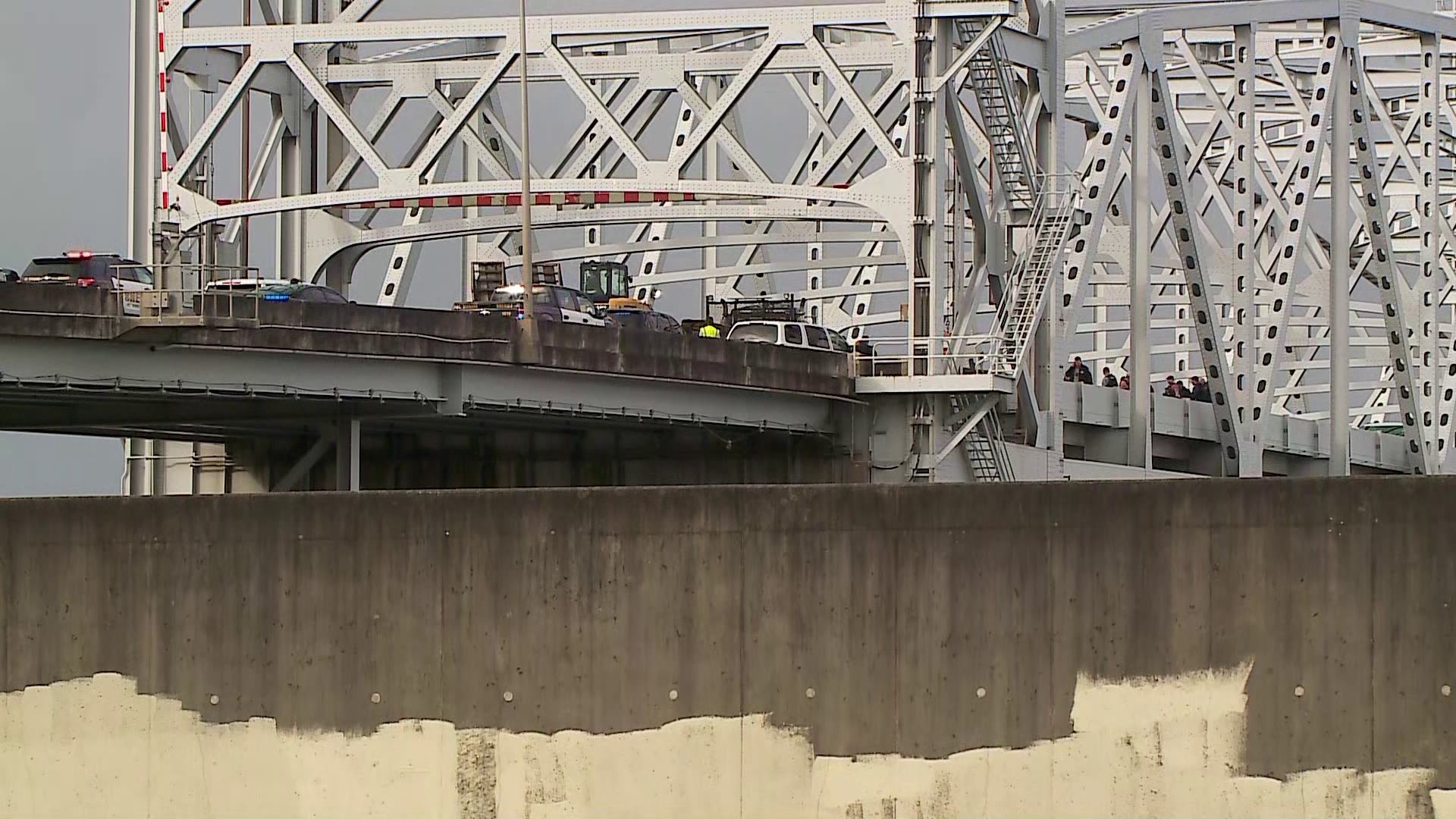 Claibourne Bridge closed due to a large police presence.