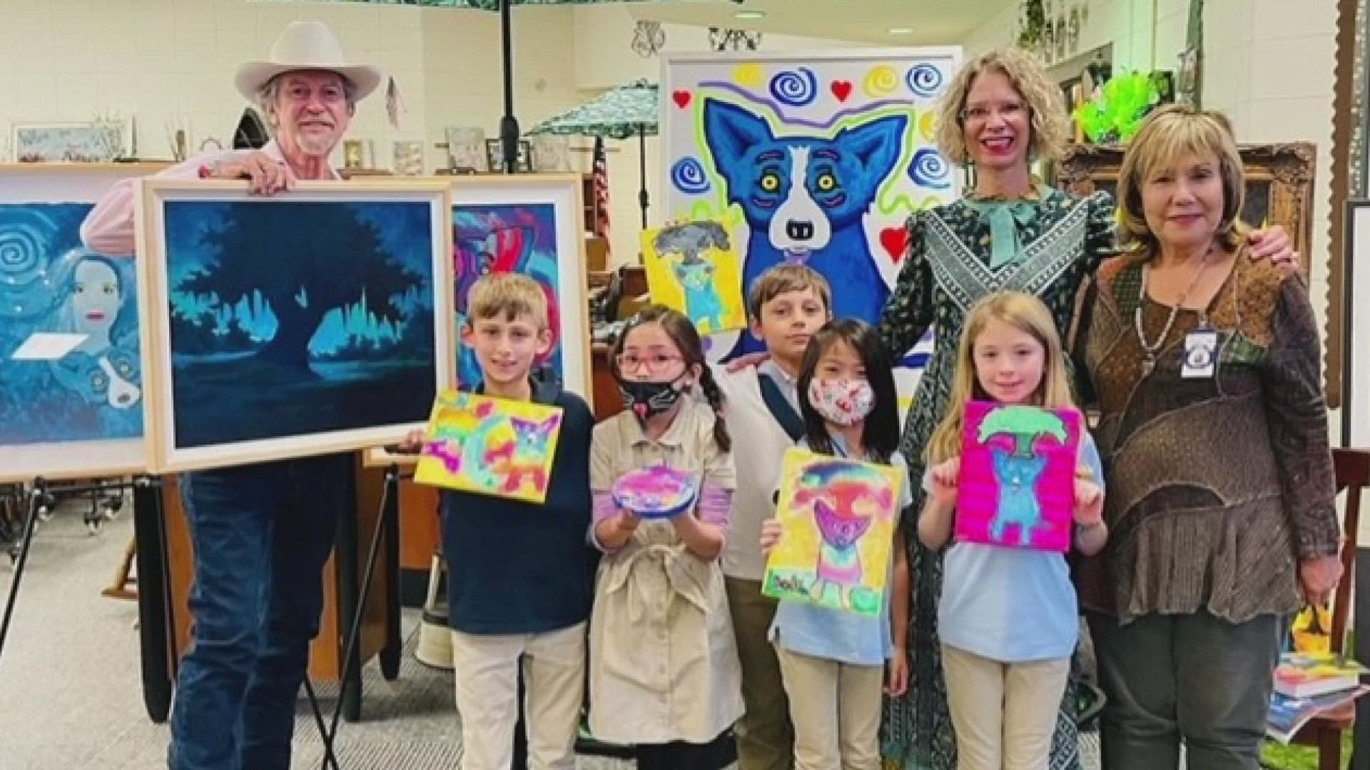 Wendy Rodrigue, the widow of Blue Dog artist George Rodrigue, goes on a tour of south Louisiana to inspire young artists.