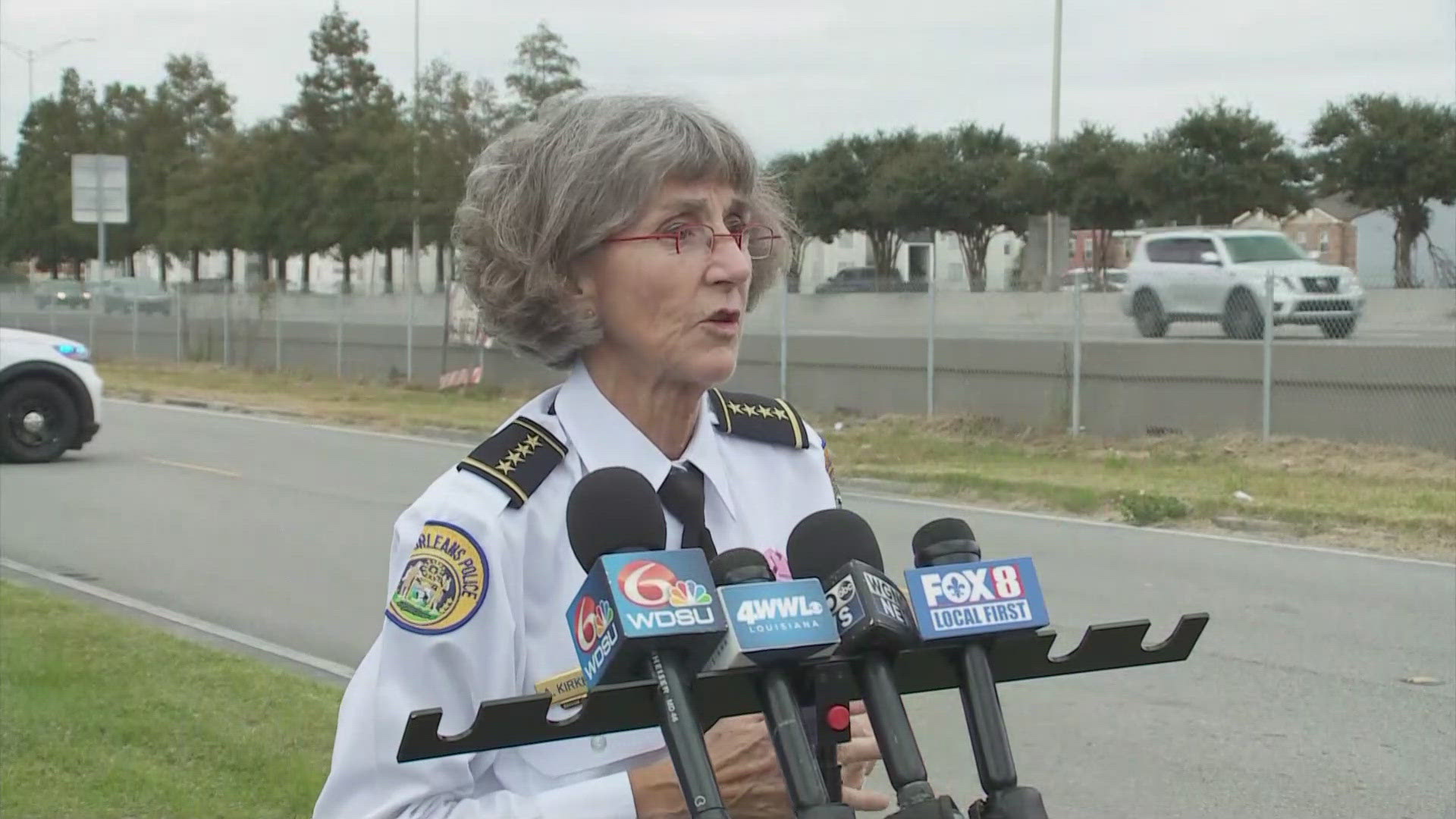 NOPD Superintendent Anne Kirkpatrick updates media on kidnapping, armed robbery suspect who shot at federal agents and has led to a standoff in New Orleans East.