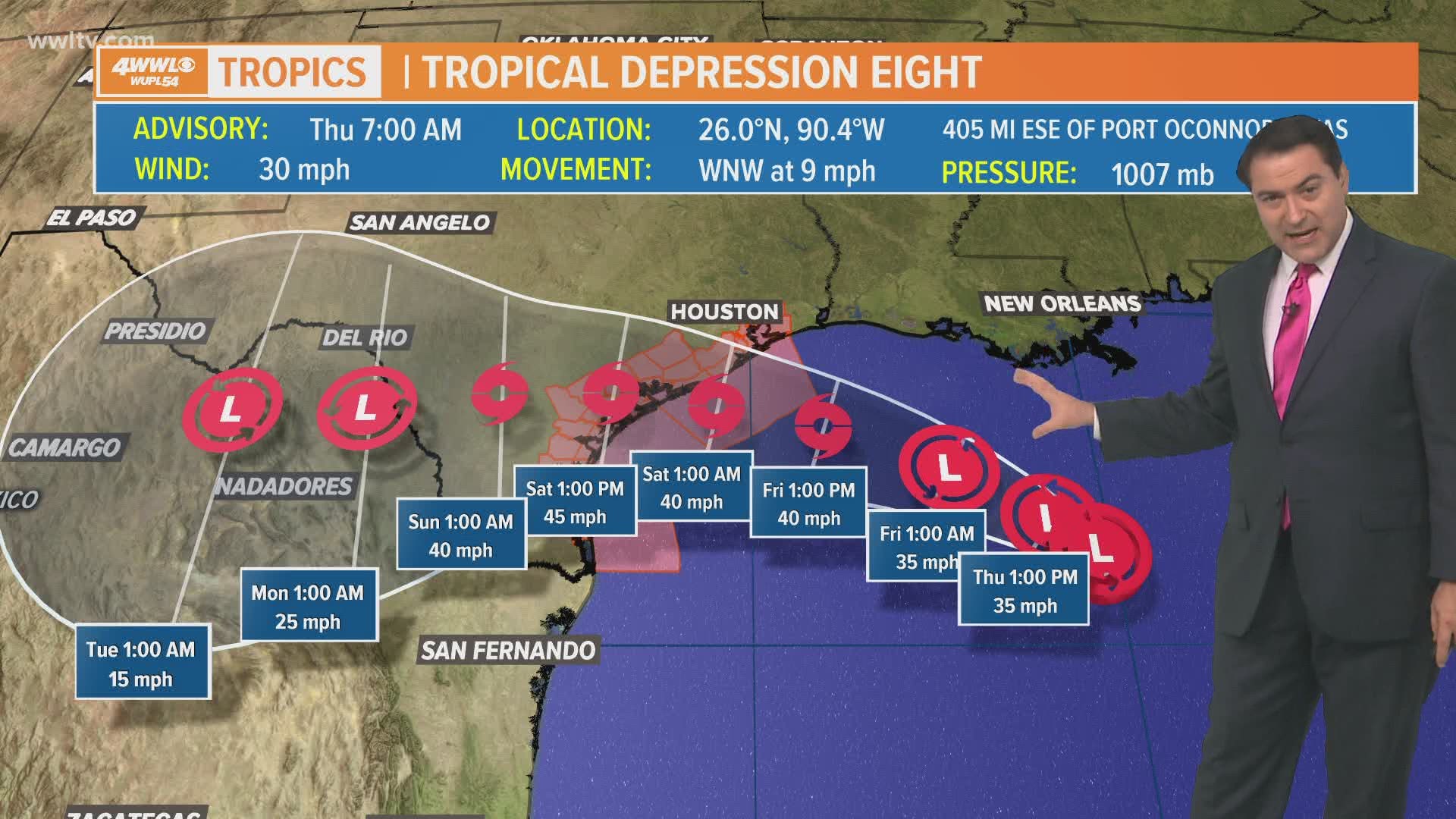 Meteorologist Dave Nussbaum says TD 8 forecast to become TS Hanna on Friday. It will bring us heavy rain today through Saturday with some possible flooding issues.