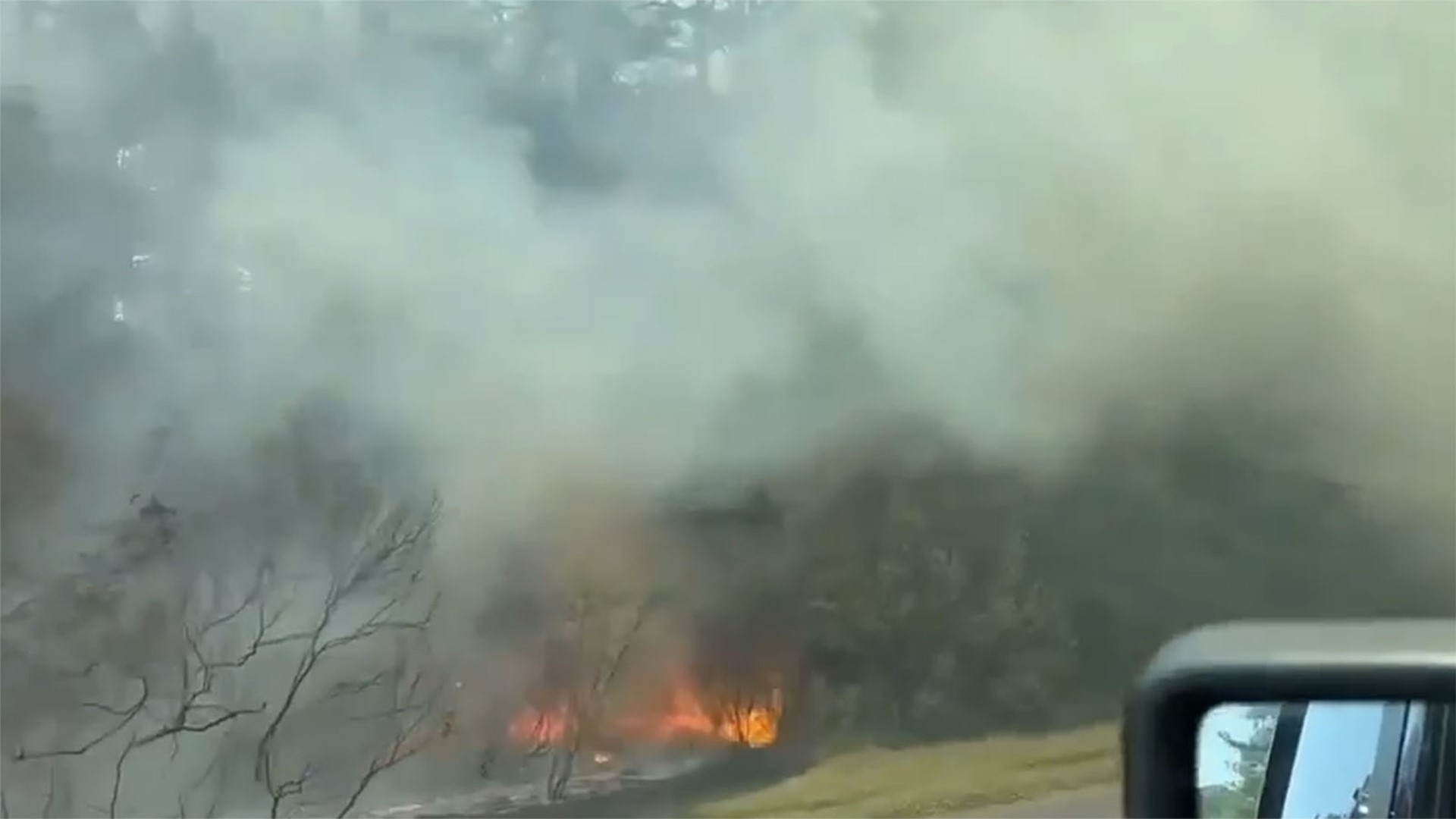 A grass fire engulfed the area on I-10 near the area at the Louisiana - Mississippi border.