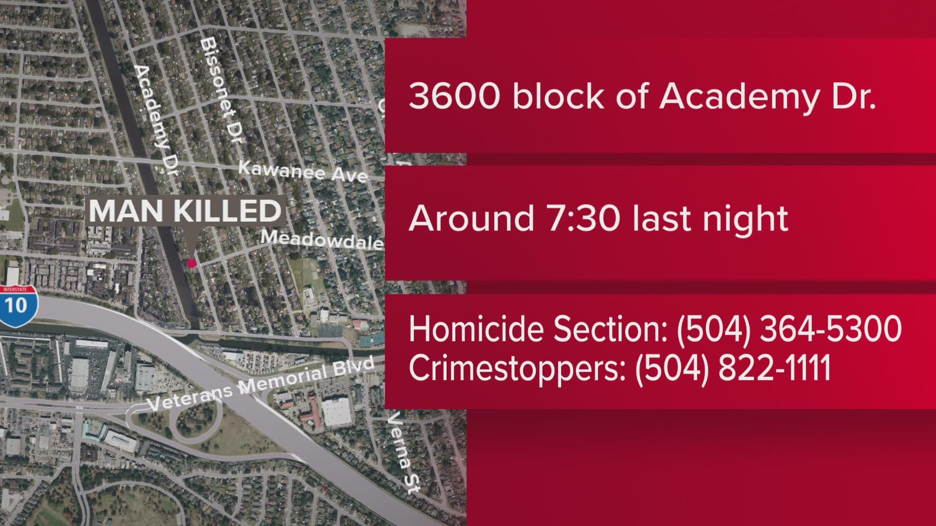 Metairie homicide on Academy Drive.