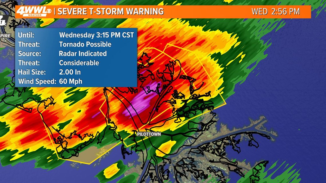 Severe Thunderstorm warning issued for parts of Southeast Louisiana ...