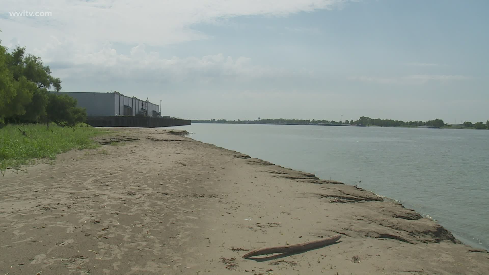 A low Mississippi river level has created some sand beaches along the river where you usually can't find them.