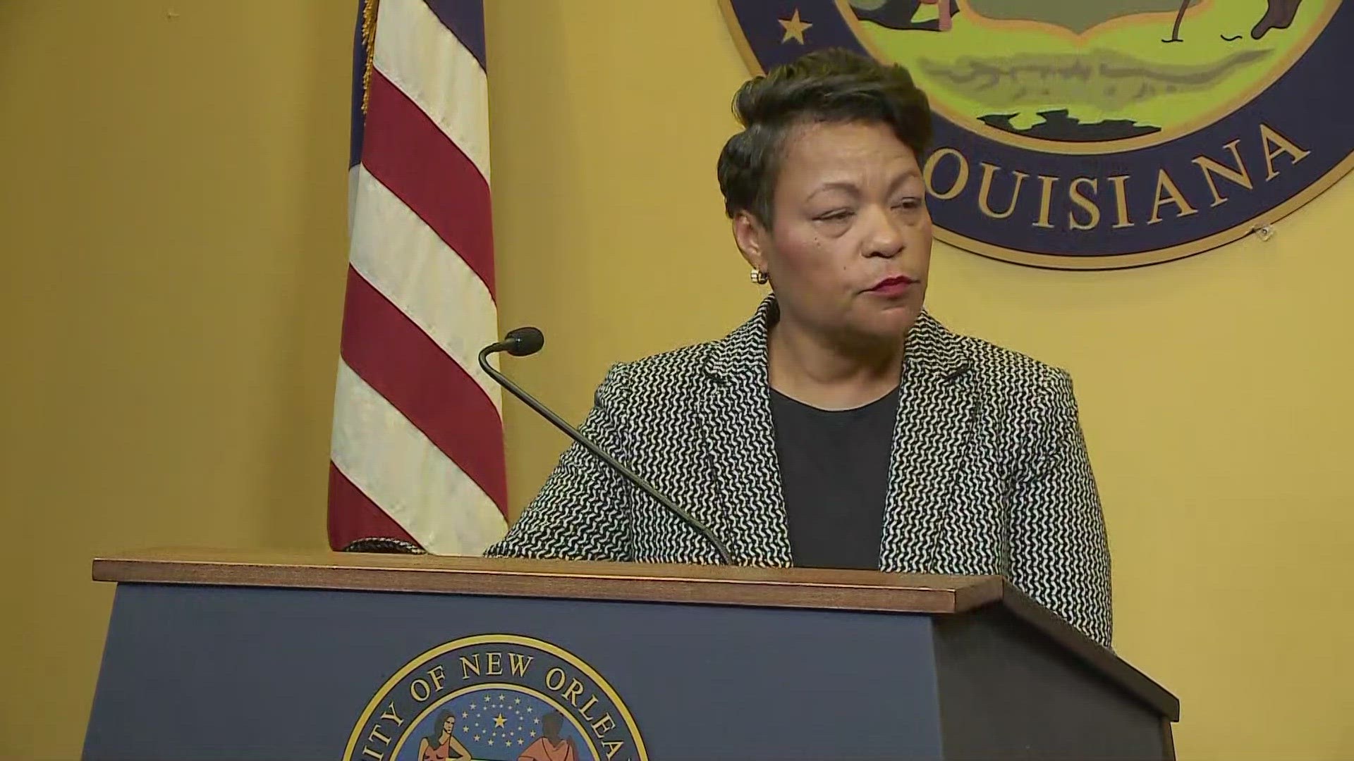 New Orleans Mayor LaToya Cantrell discusses the NOPD police chief search and says not even interim chief Michelle Woodfork is a "shoo-in" for the job.