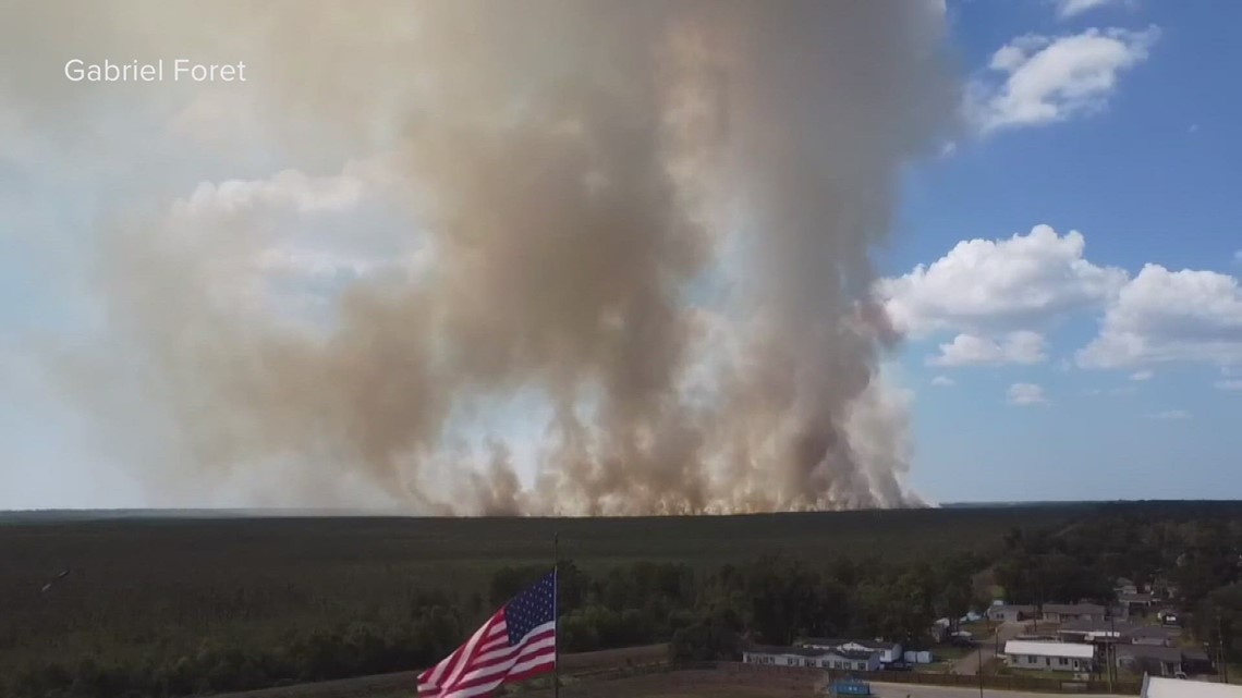 Marsh fire burning in Terrebonne Parish, one of hundreds in the state