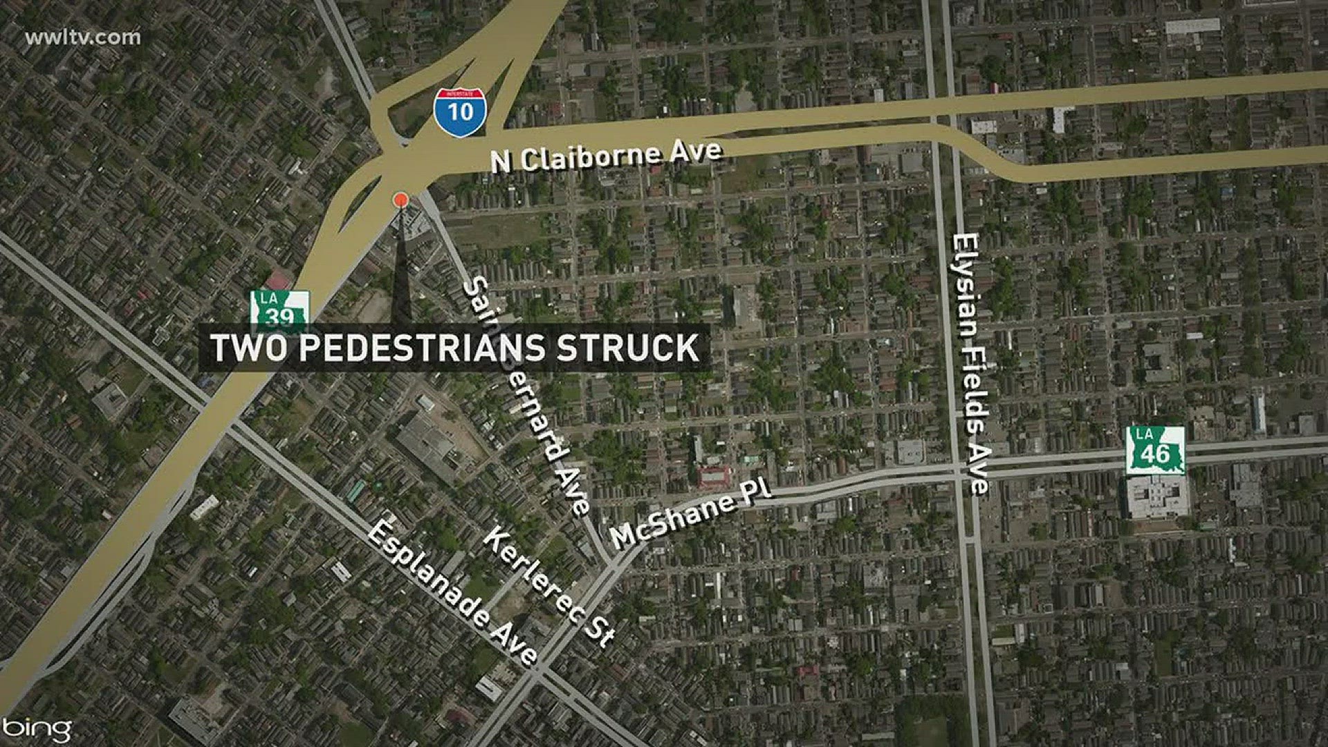 The crash occurred on Saturday around 1:30 p.m. near the intersection of North Claiborne Avenue and St. Bernard Avenue.