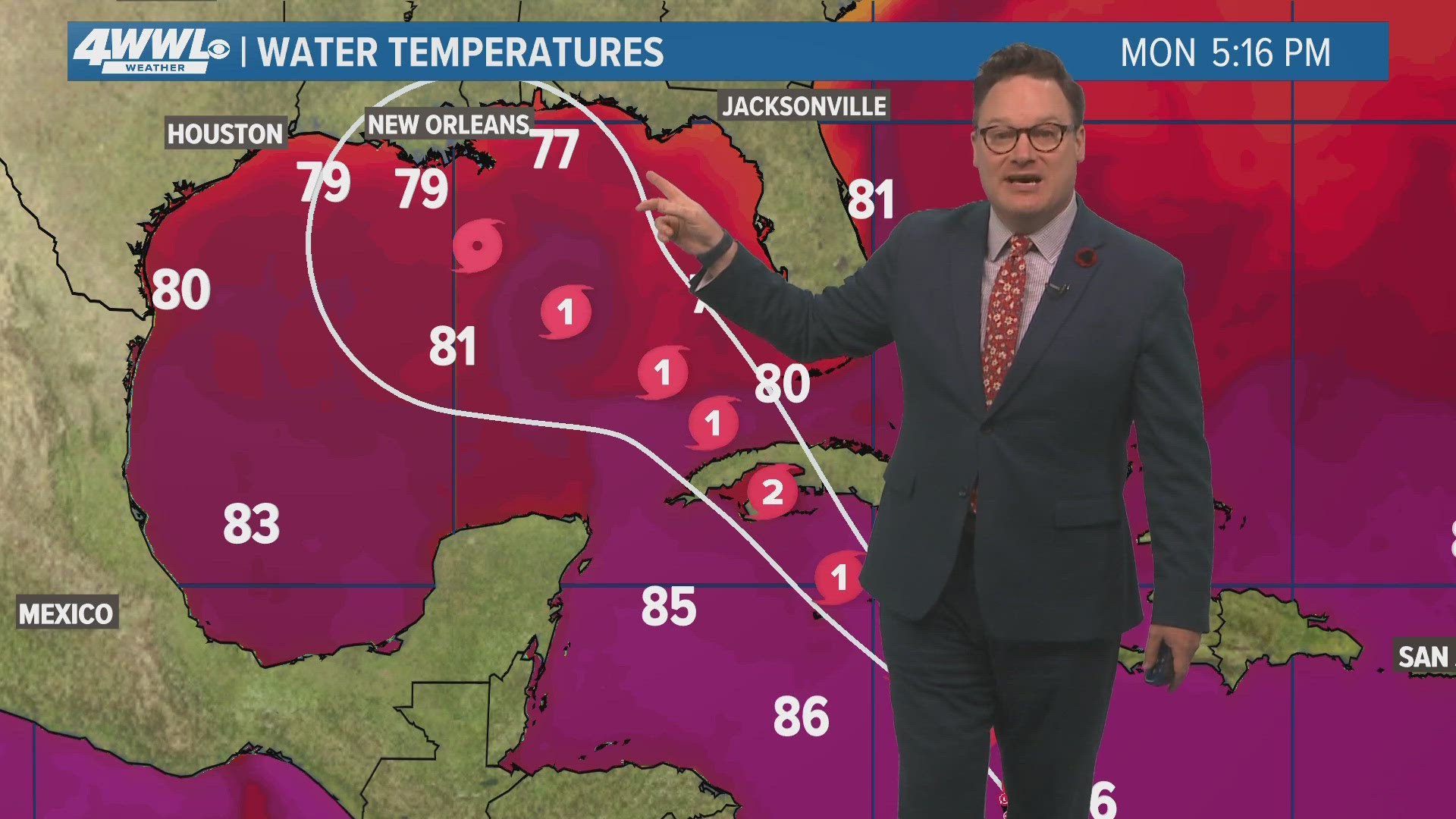 Chief Meteorologist Chris Franklin says we'll remain warm and humid this week and watching Rafael as it eventually moves into the Gulf.