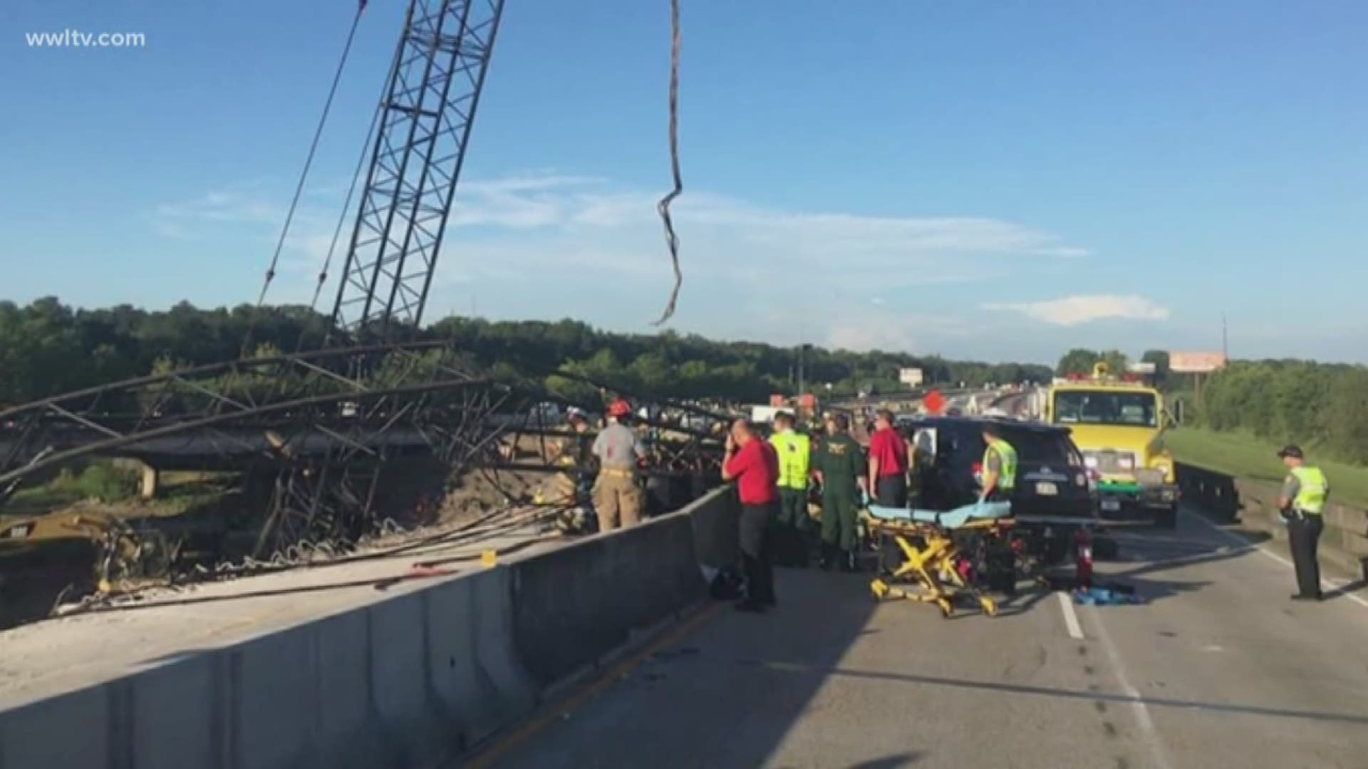 Report 1 hurt after construction crane falls on I10 westbound