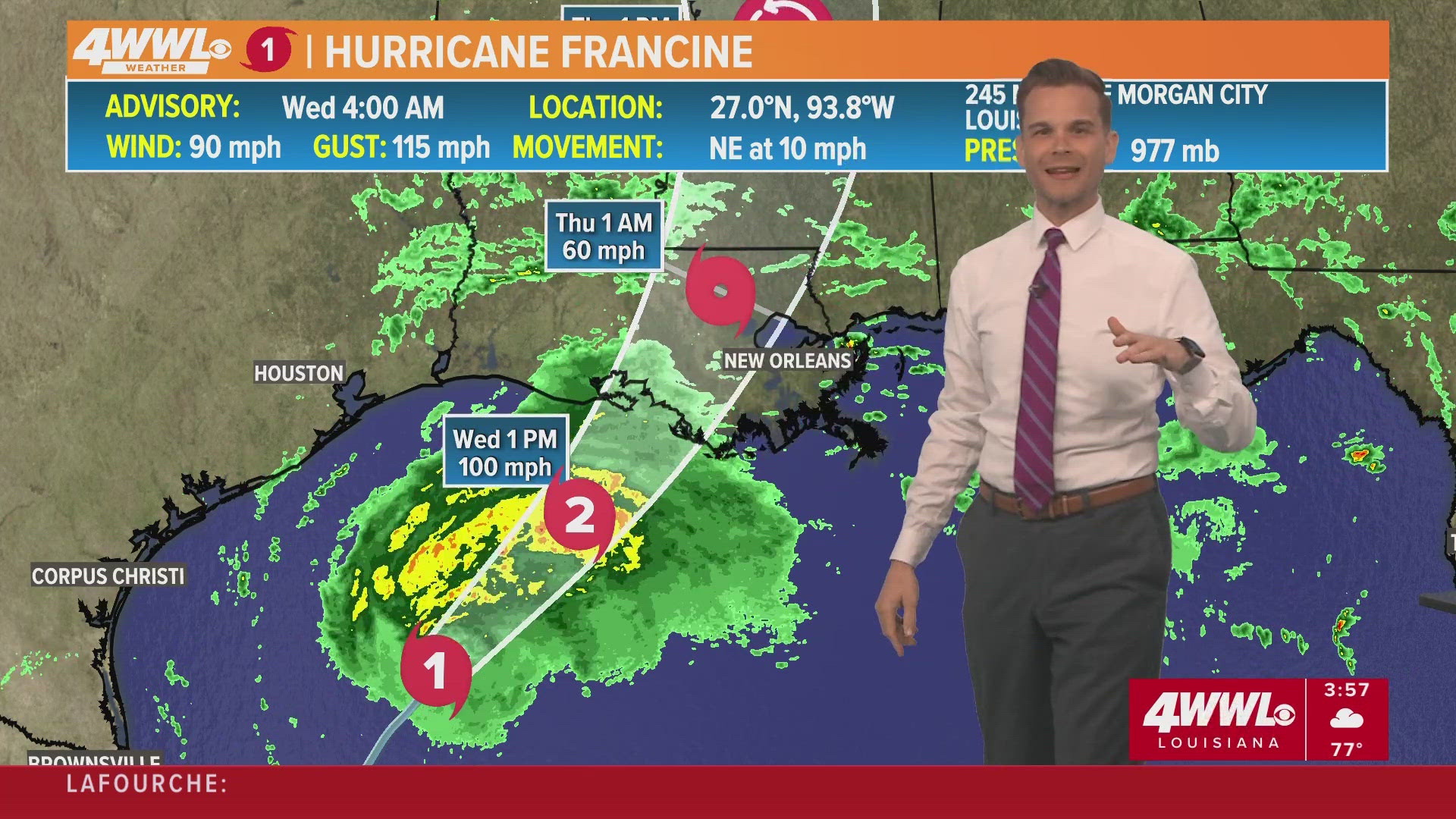 Hurricane Francine is forecasted to strengthen to a Cat 2 before making landfall in Louisiana. Hurricane Hunters plane is flying in the storm now to gather data.