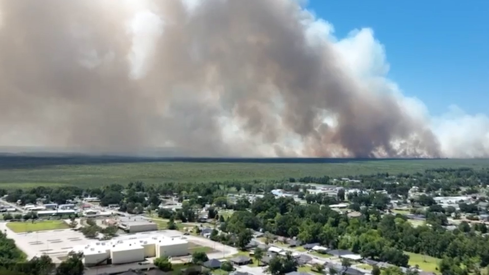 Chase Toups captured drone footage of the fire between Louisiana Highway 90 and Savanne Road in the area near the Bayou Cane Fire Protection District.