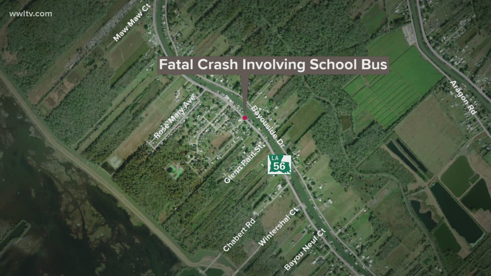 A man died after a head-on collision with a school bus in Terrebonne Parish that sent two students to a hospital on Wednesday morning, police said.
