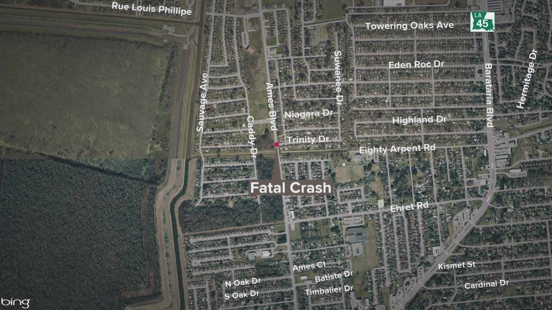 THE Jefferson Parish Sheriff's Office says it happened at  the intersection of Ames Boulevard and Trinity Drive