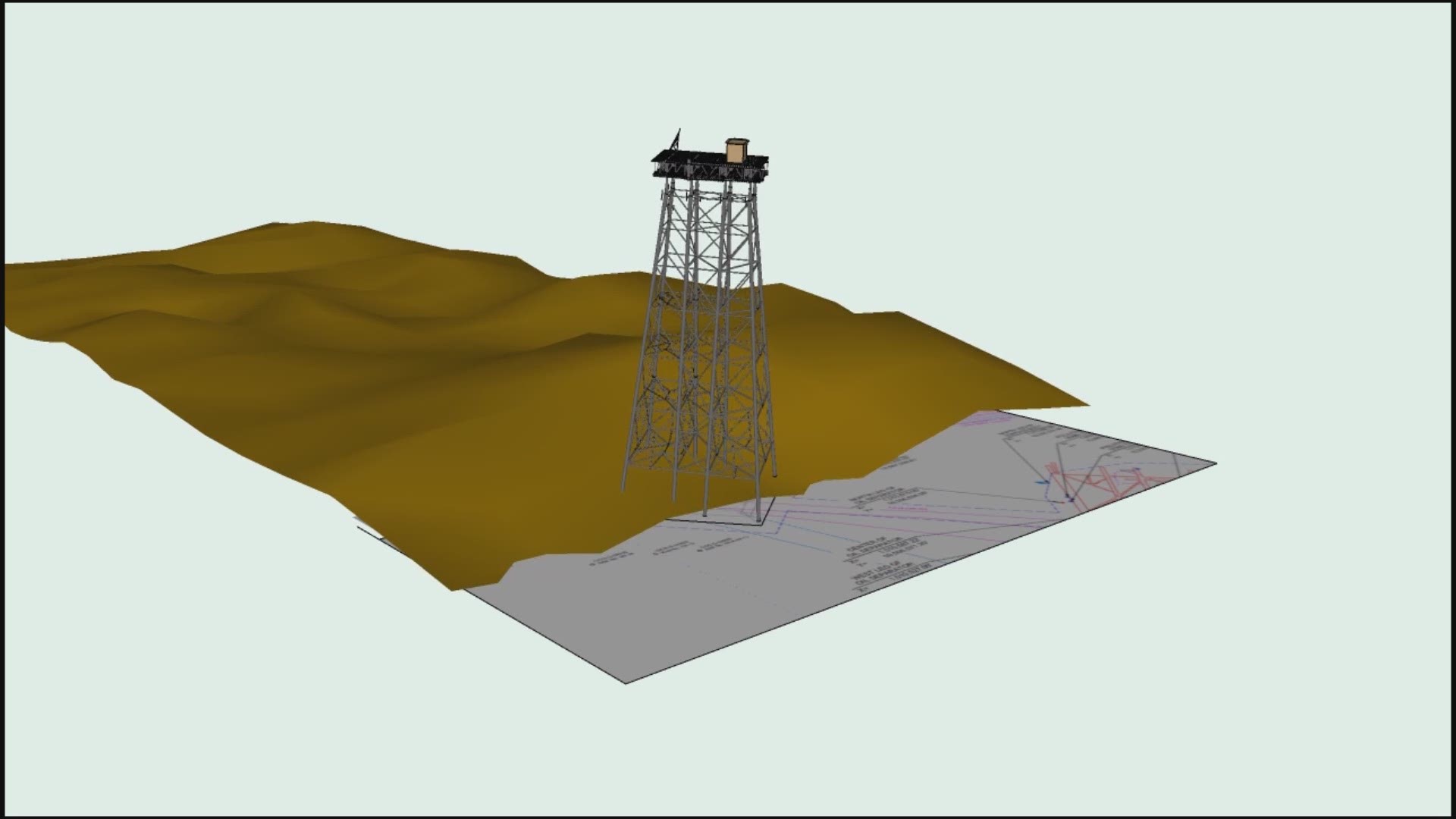 An animation released by a U.S. Coast Guard contractor shows a simulation of the Taylor Energy platform being toppled over by a mudslide in 2004, the incident that started the oil leak.