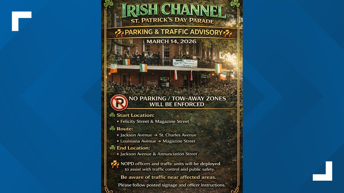 Road closures, tow-away zones in effect for Saturday's Irish Channel parade