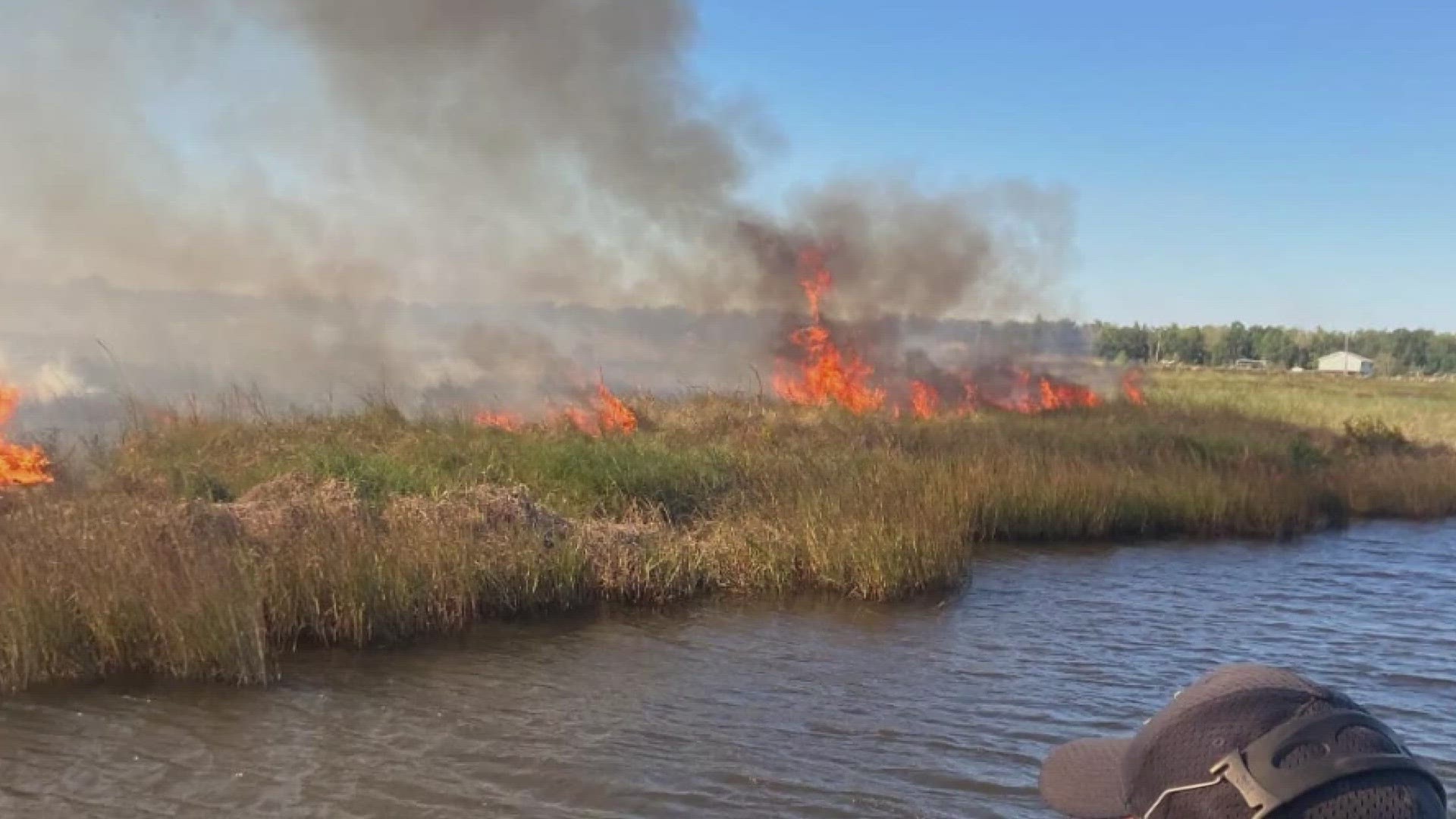 On Wednesday, a marsh fire brought St. Bernard Parish deputies and firefighters to a marsh in Violet.