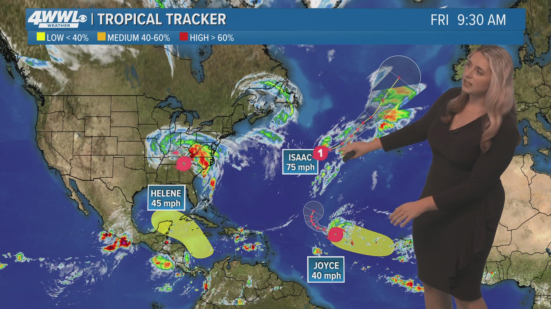 Elsewhere in the tropics, Isaac has grown into a hurricane in the north-central Atlantic Ocean. It is expected to move eastward toward Europe.