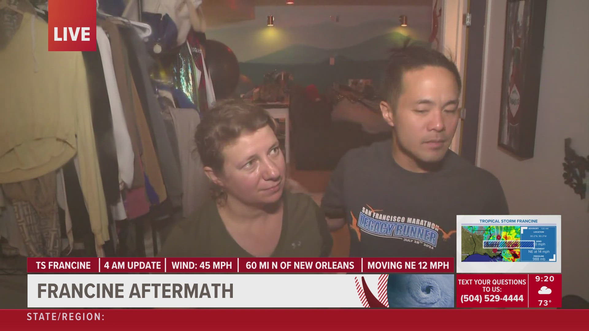 WWL Louisiana's Winston Reed talks with a newly engaged couple who opens up about their experience with severe flooding in their home following Hurricane Francine.