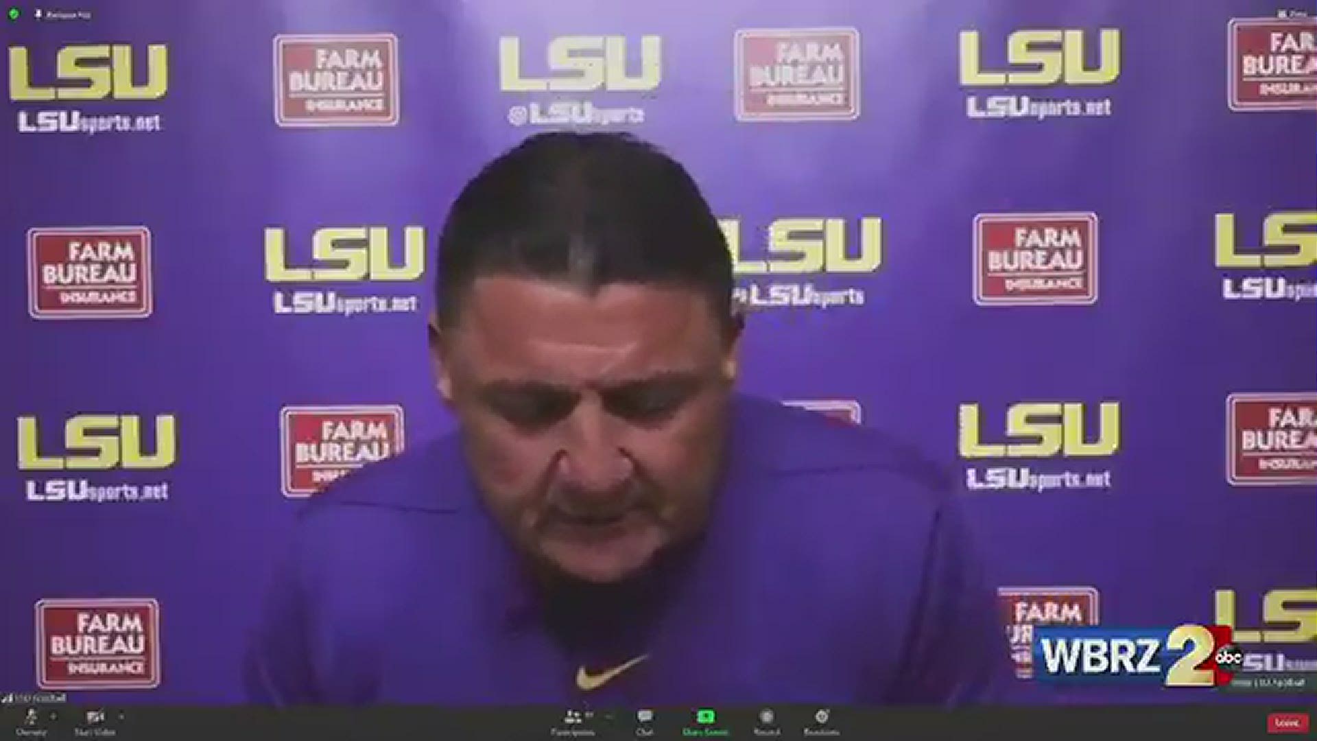 LSU head football coach addressed allegations that the school has looked the other way on sexual abuse allegations against its athletes.