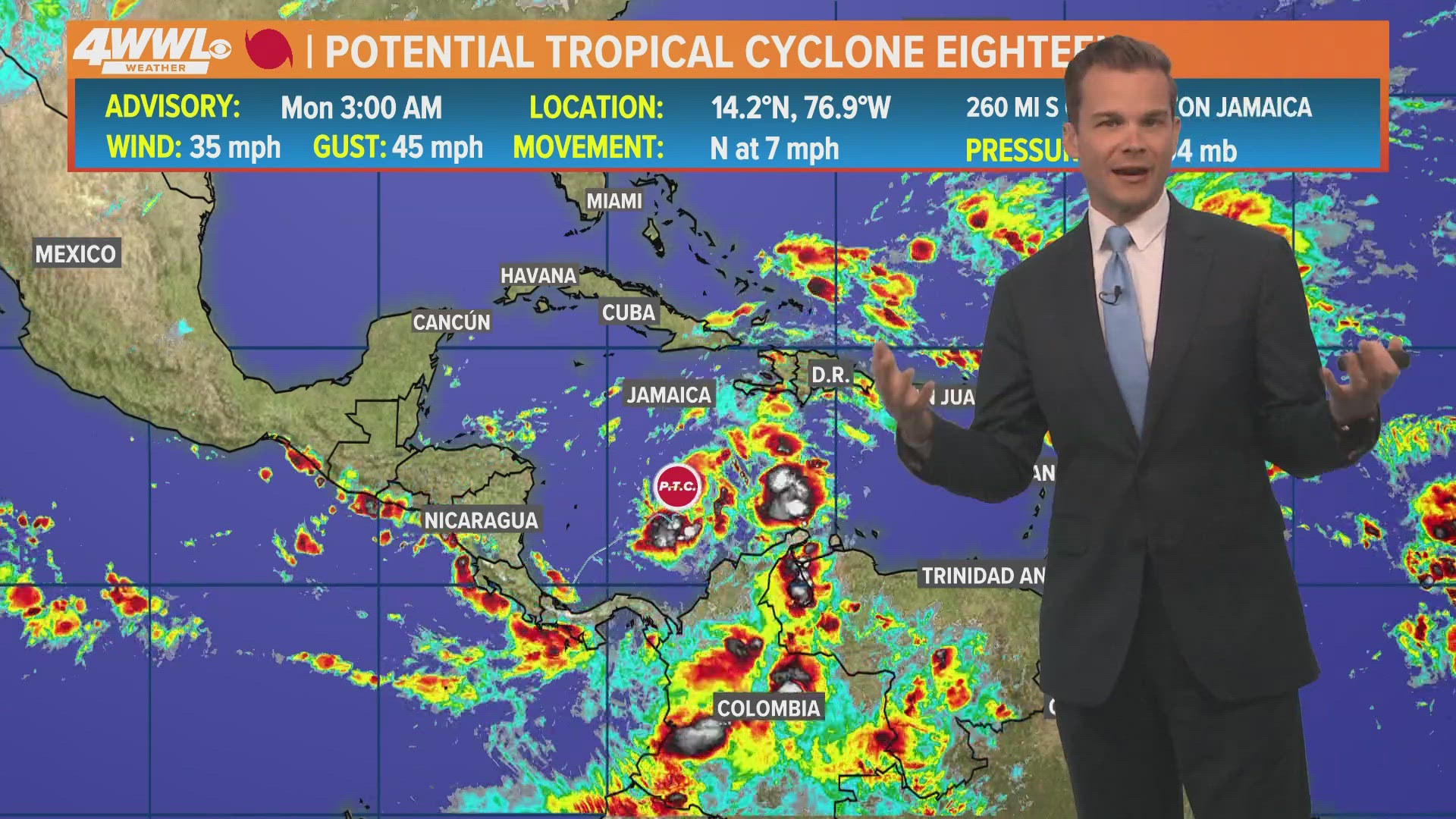 A developing storm is moving through the Caribbean Monday morning. The system, likely to get the name Rafael, will move toward Cuba by Wednesday as a hurricane. 