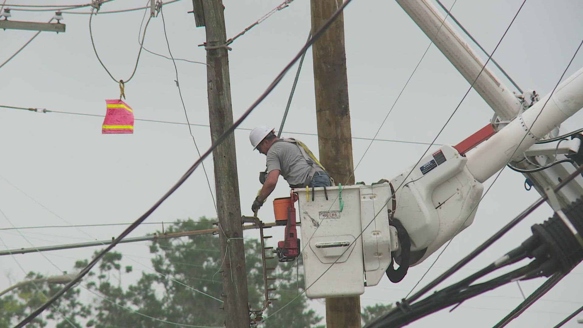 Parts of the southern side of Kenner had major power outages Friday after two transmission lines were downed in the high winds.