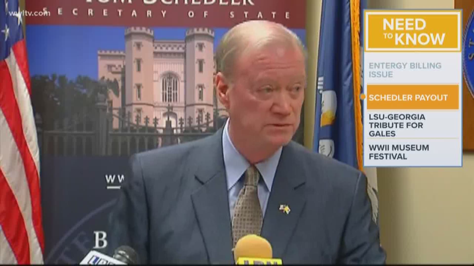 The payments will resolve legal claims that former Secretary of State Tom Schedler sexually harassed a woman who worked for him.