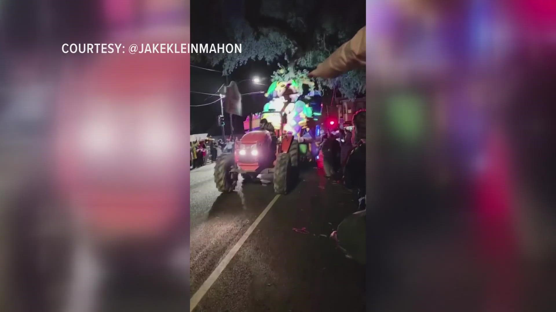 Video captures decapitation of Jester float in Pygmalion parade, rider