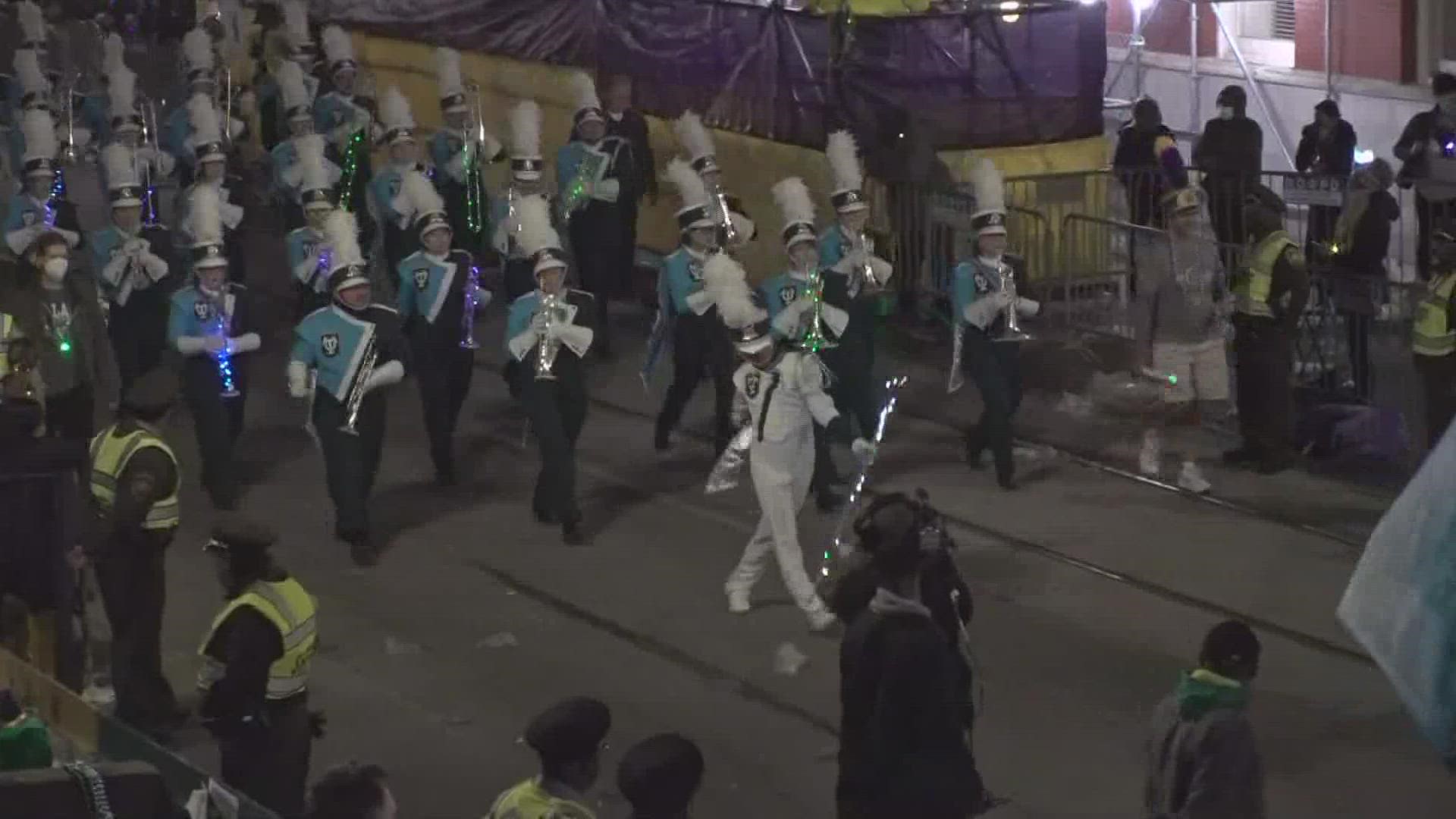 Tulane's Marching Band made the city proud as they played Iko Iko in the Krewe D'Etat parade.