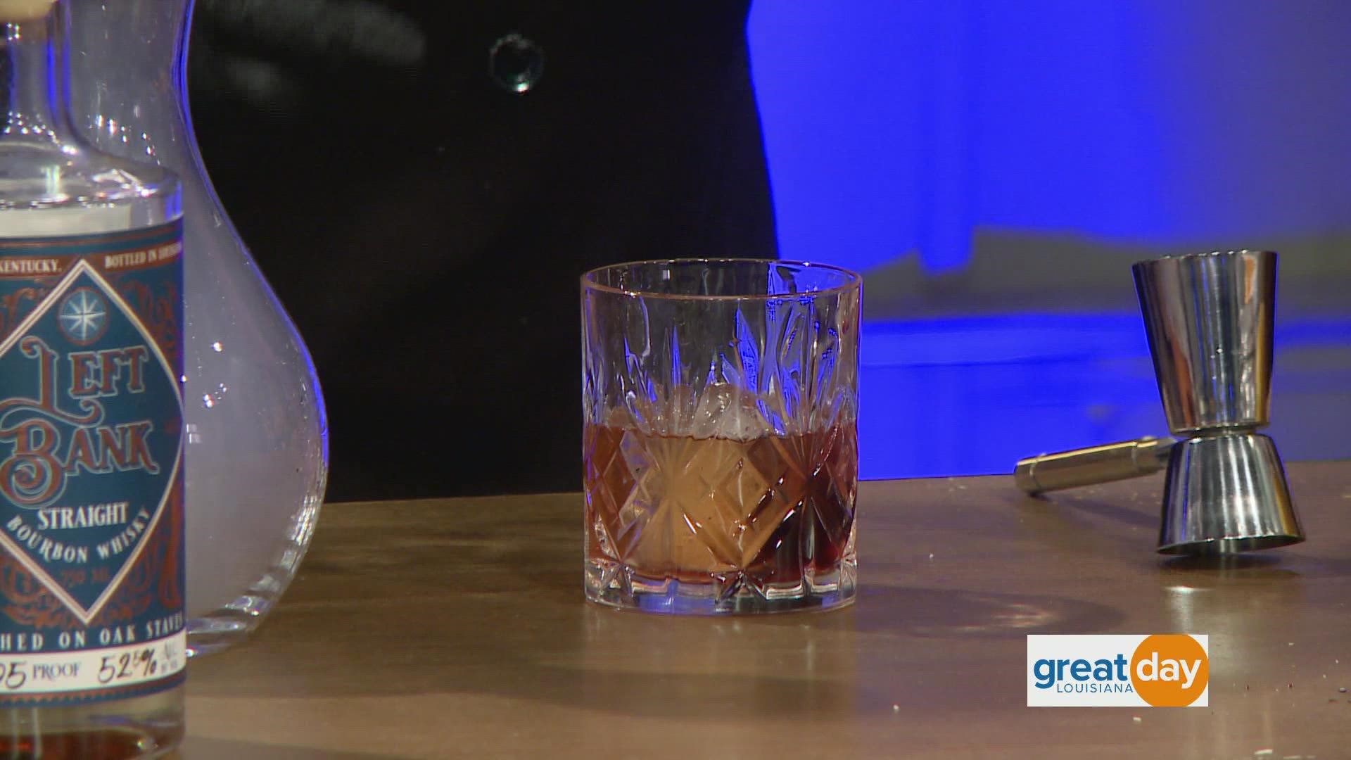 Learning to make a classic old fashioned using Left Bank Whisky.