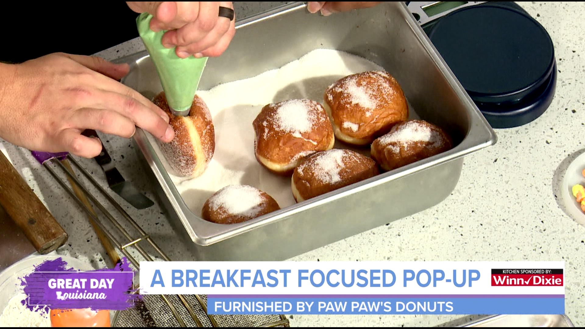 We learn about the unique fillings available at breakfast pop-up Paw Paw's Donuts.