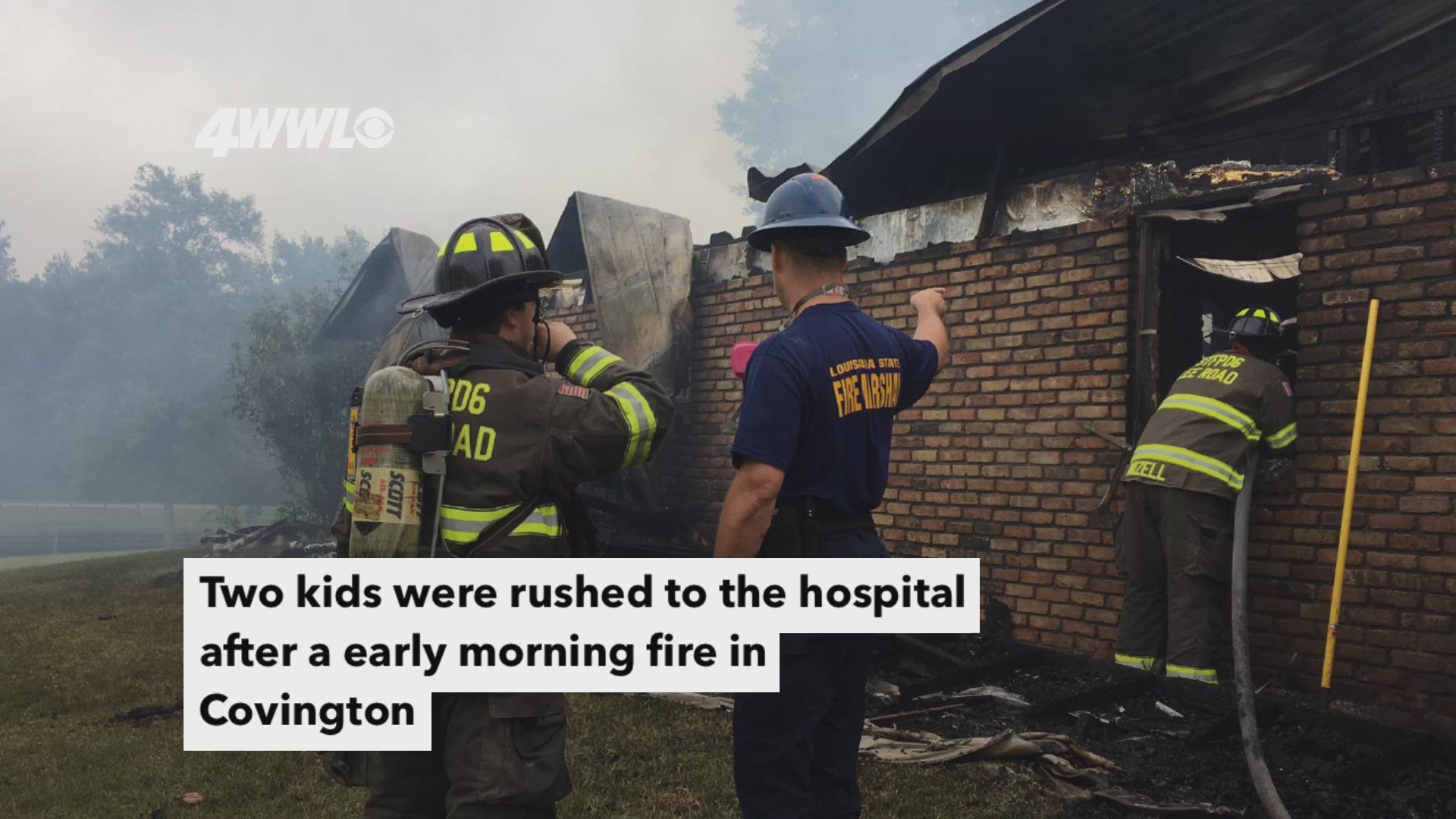 Two children were rushed to a New Orleans hospital after an early morning fire in rural Covington.