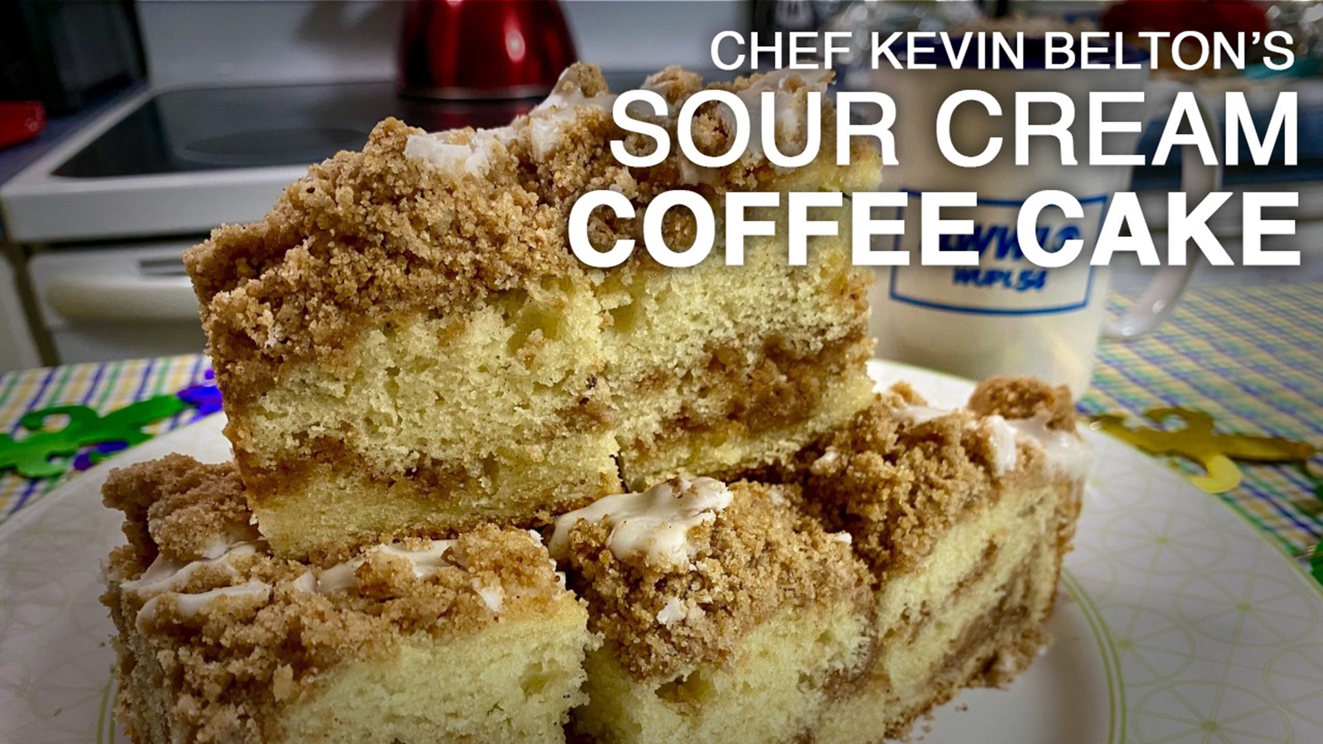 Sour cream keeps coffee cake nice and moist and adds a little tartness to that sweetness!